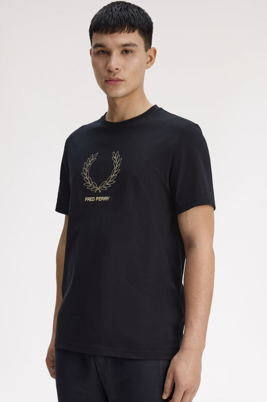 Fred Perry Outline Laurel Wreath T-Shirt Black