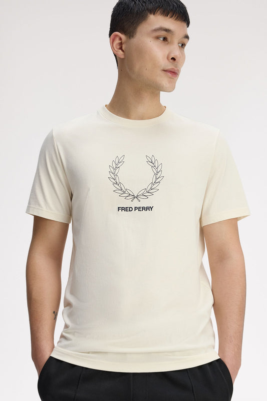Fred Perry Outline Laurel Wreath T-Shirt Ecru