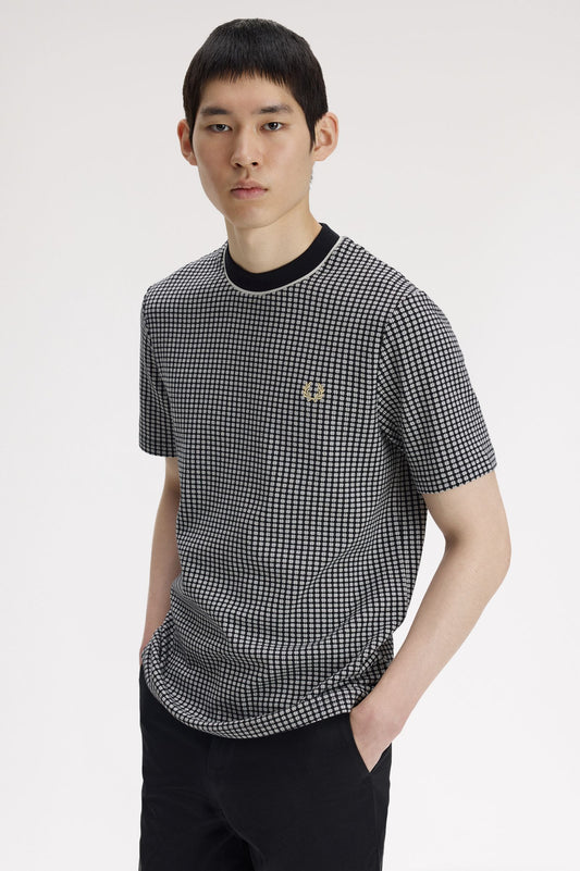 Fred Perry Chequerboard Jacquard T-Shirt Black