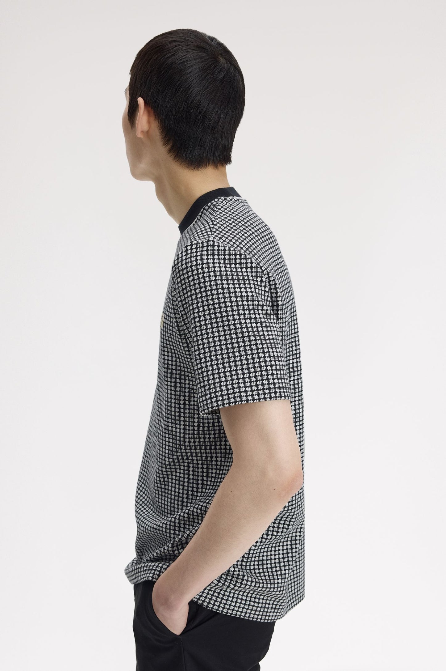 Fred Perry Chequerboard Jacquard T-Shirt Black