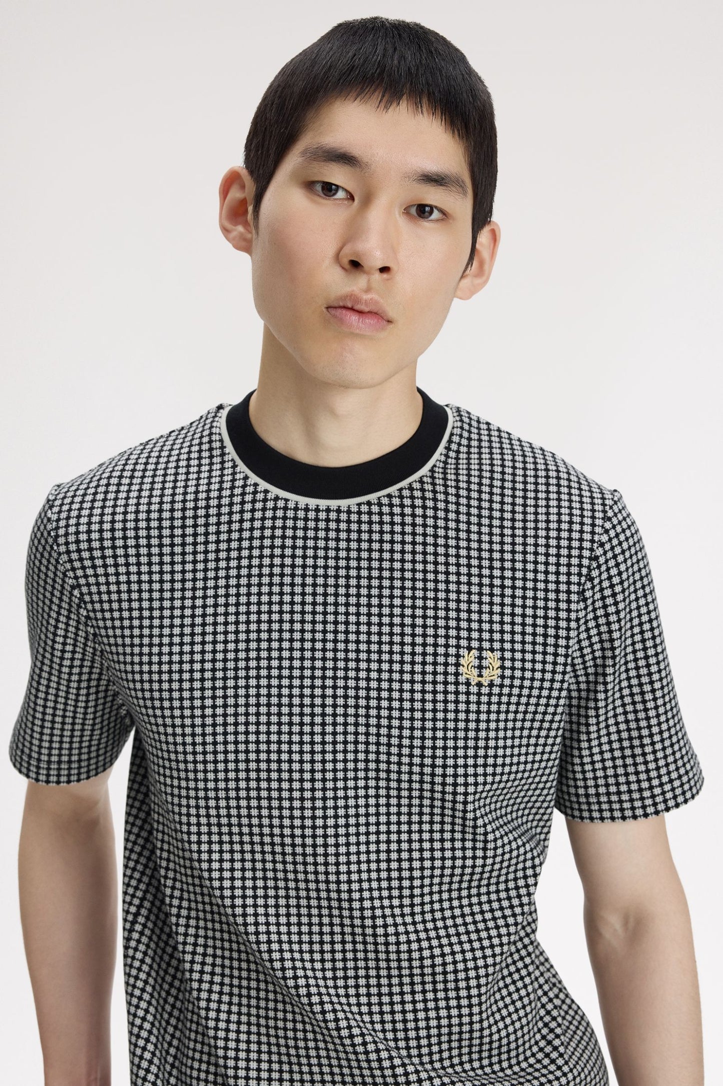 Fred Perry Chequerboard Jacquard T-Shirt Black