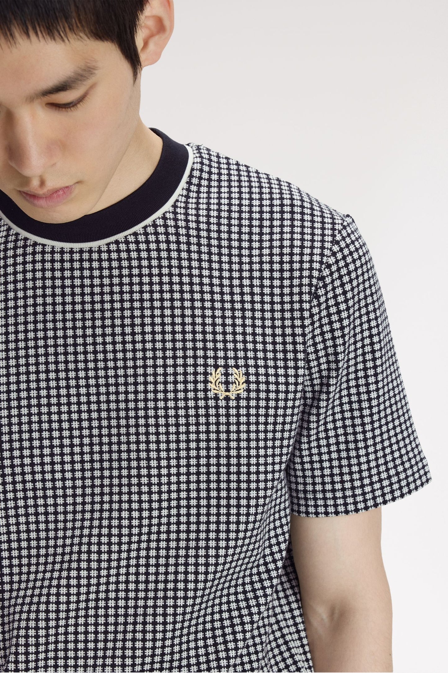 Fred Perry Chequerboard Jacquard T-Shirt Black