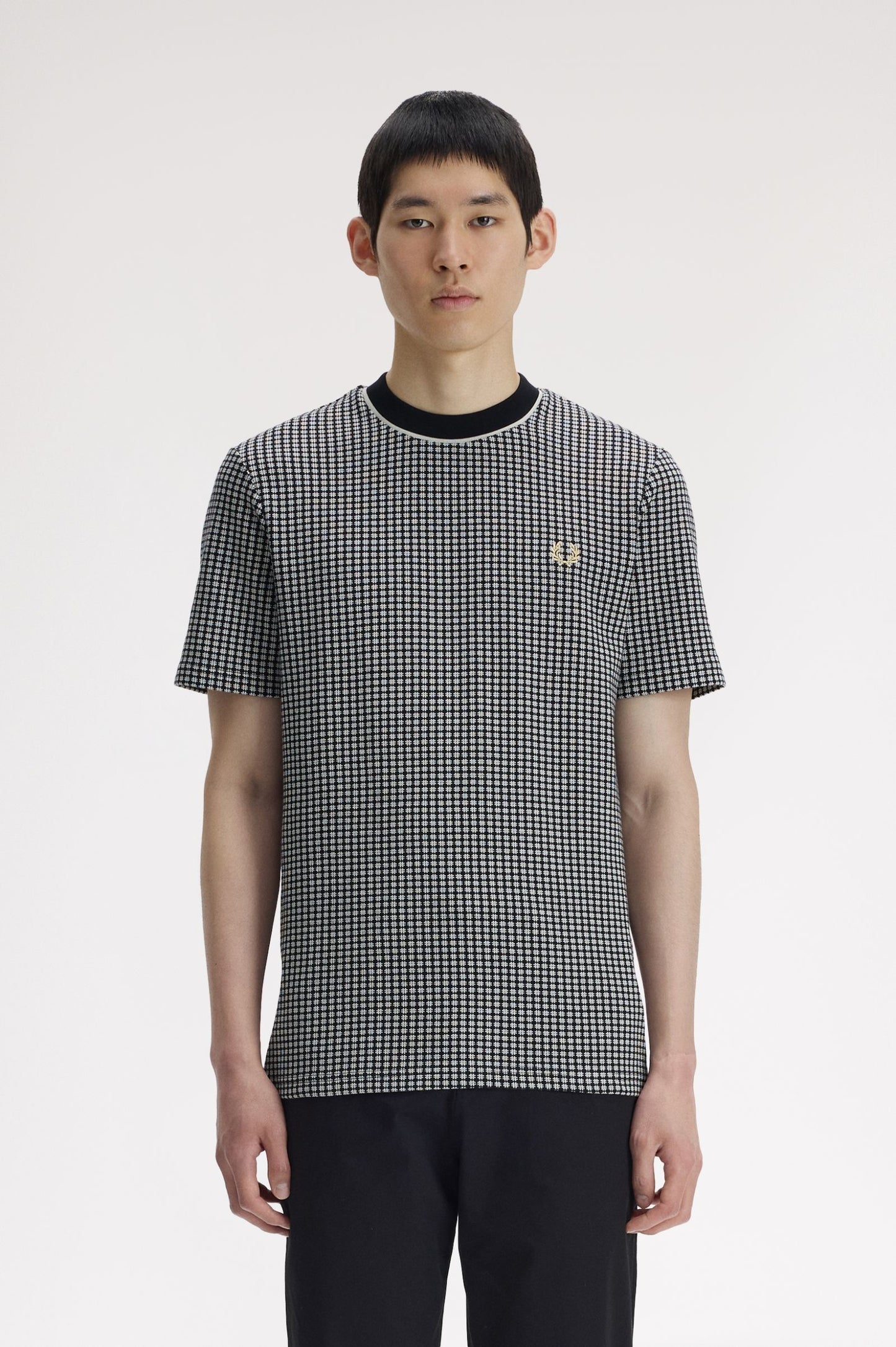 Fred Perry Chequerboard Jacquard T-Shirt Black