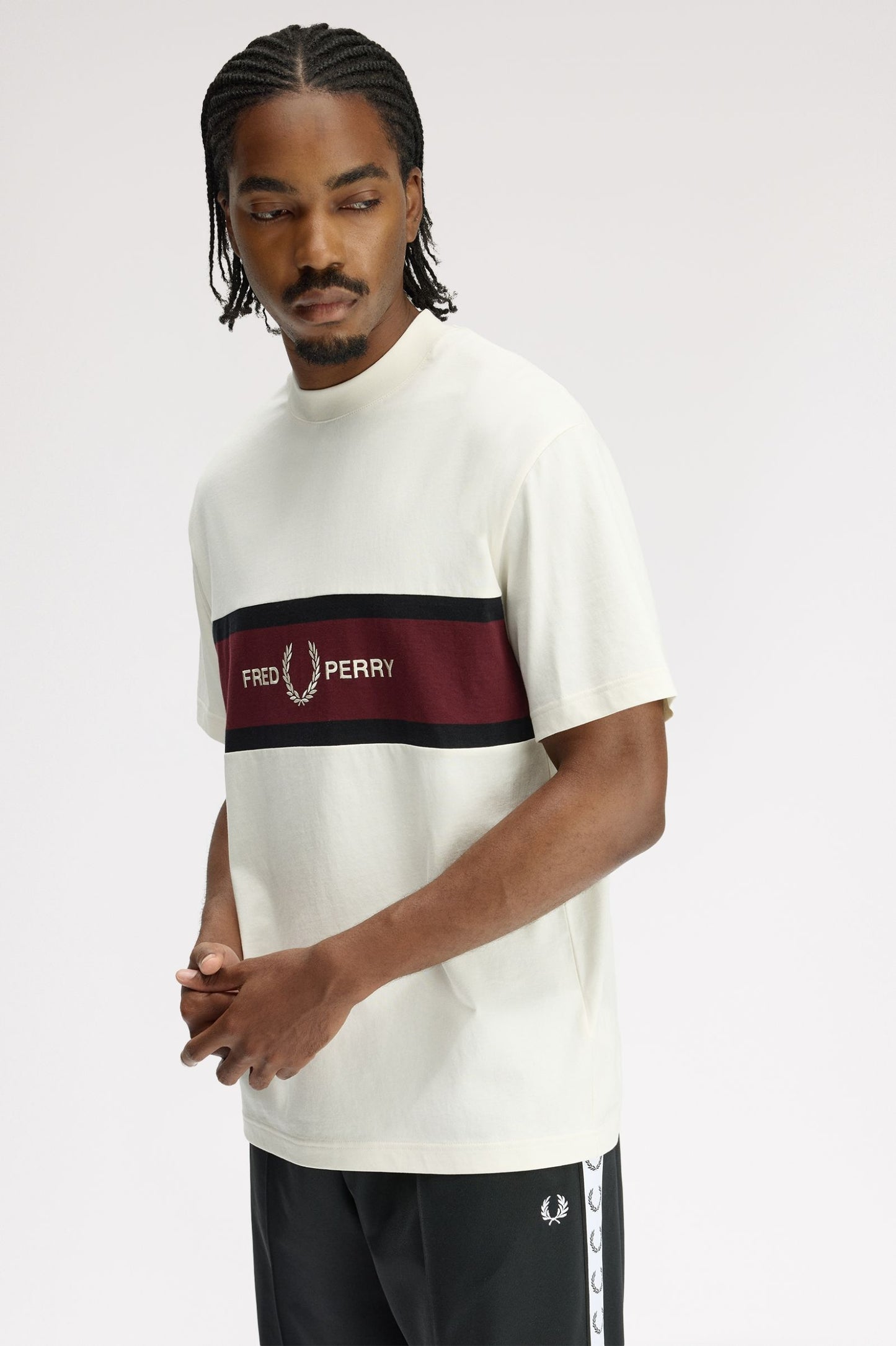 Fred Perry Embroidered Panel T-Shirt Ecru