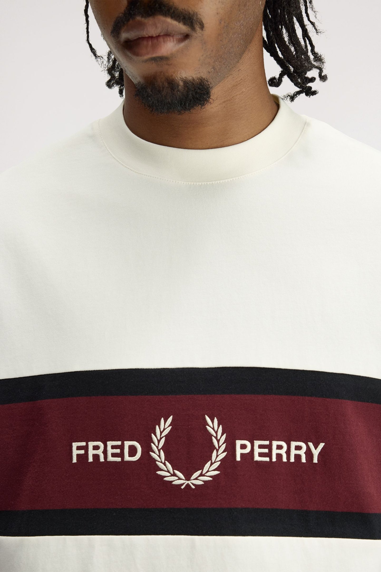 Fred Perry Embroidered Panel T-Shirt Ecru