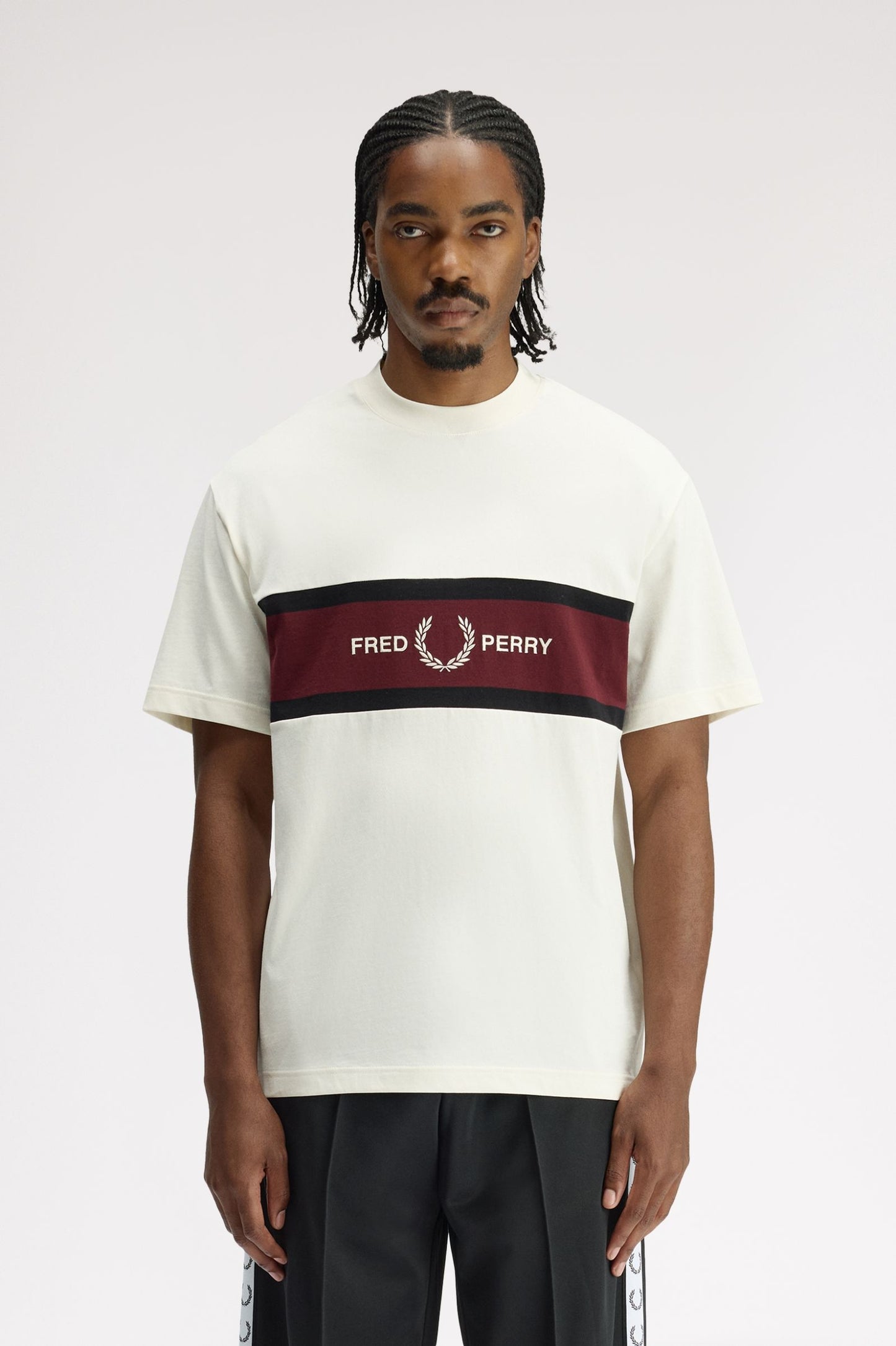 Fred Perry Embroidered Panel T-Shirt Ecru