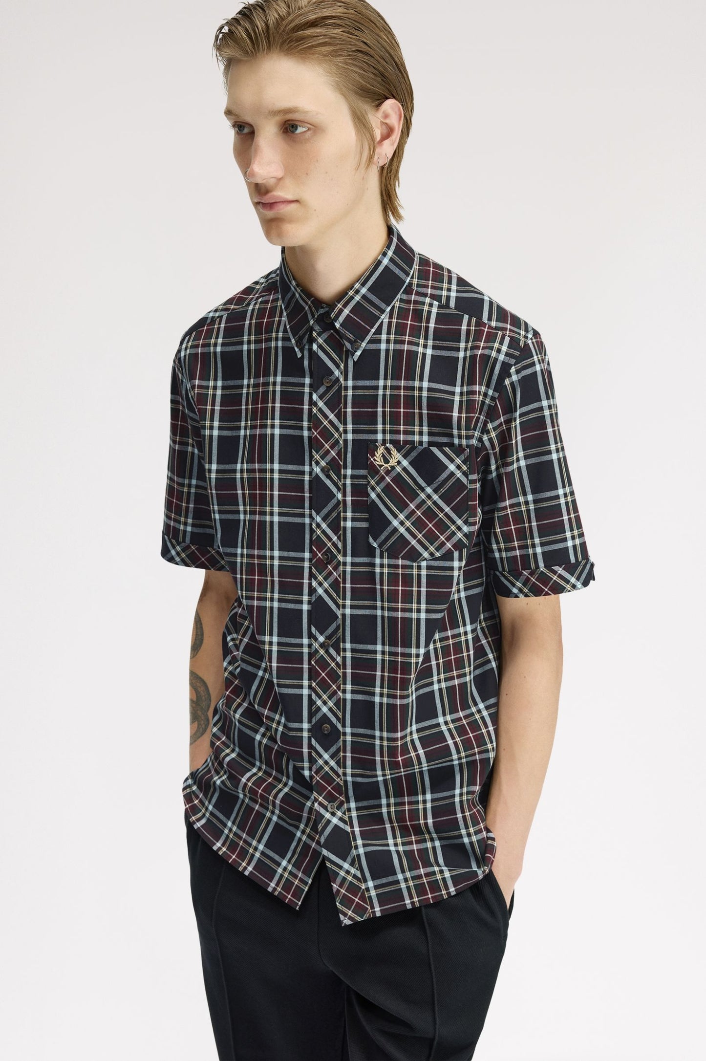Fred Perry Classic Tartan Short Sleeve Shirt Black