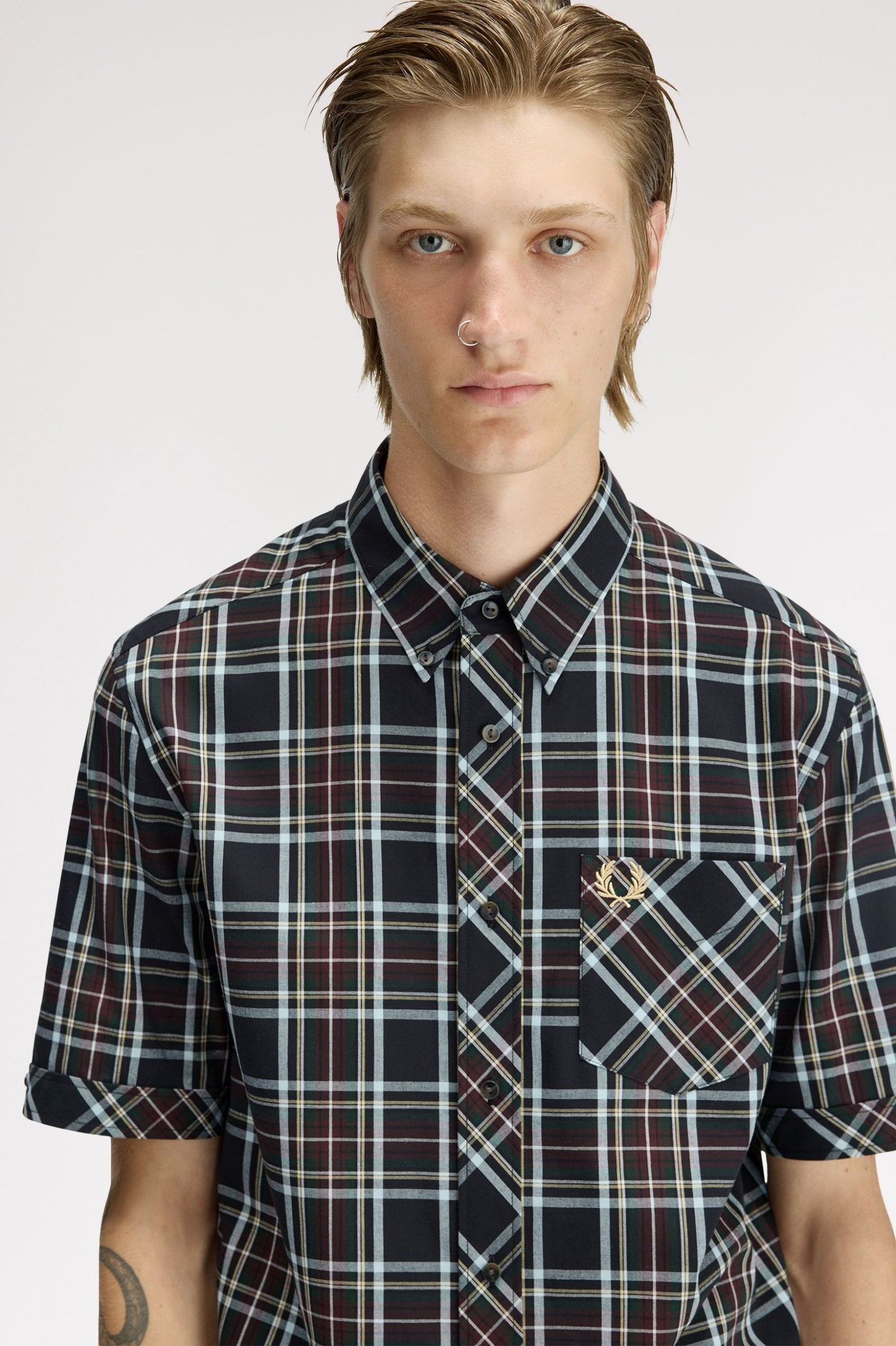 Fred Perry Classic Tartan Short Sleeve Shirt Black