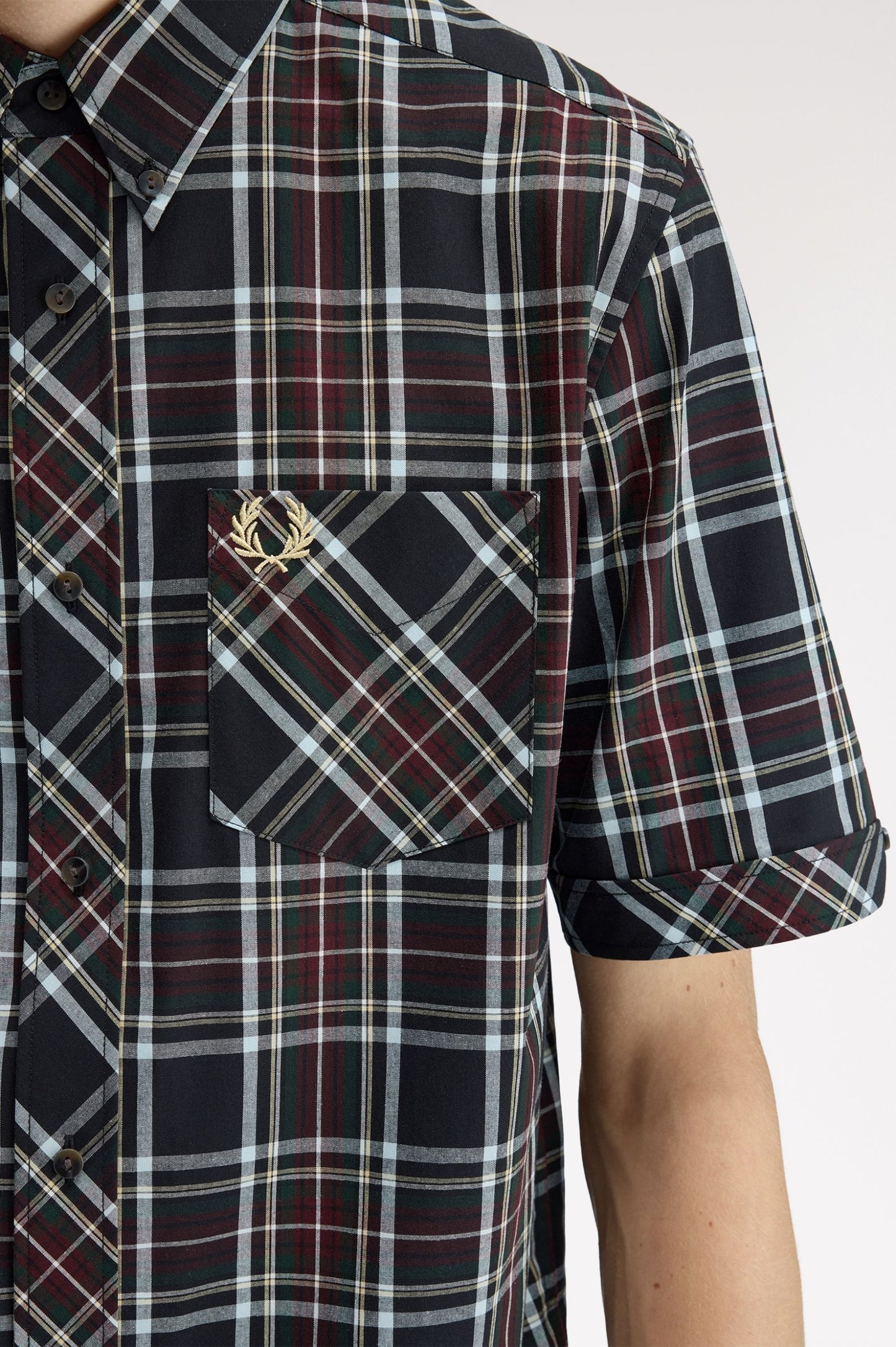 Fred Perry Classic Tartan Short Sleeve Shirt Black