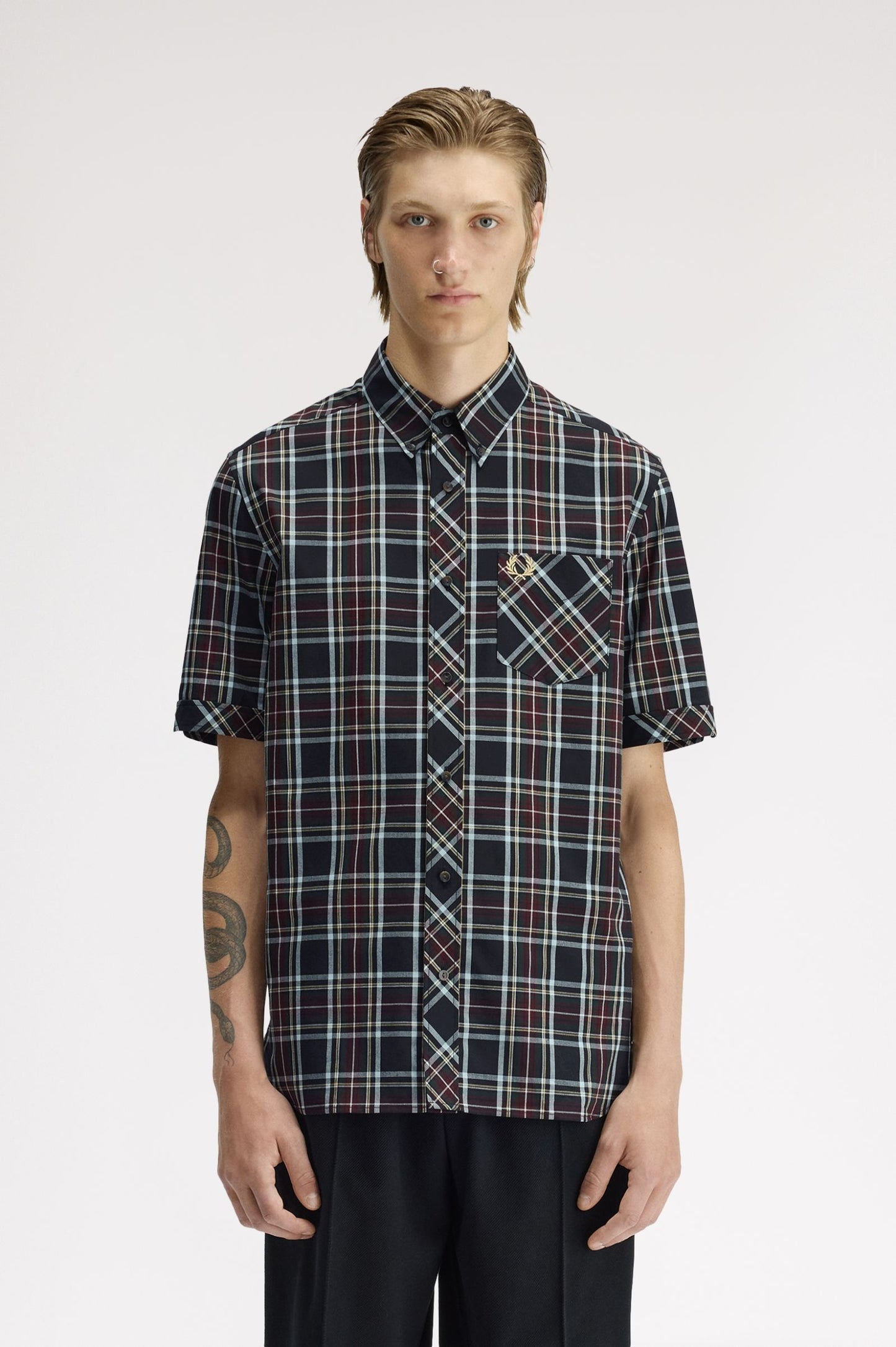 Fred Perry Classic Tartan Short Sleeve Shirt Black