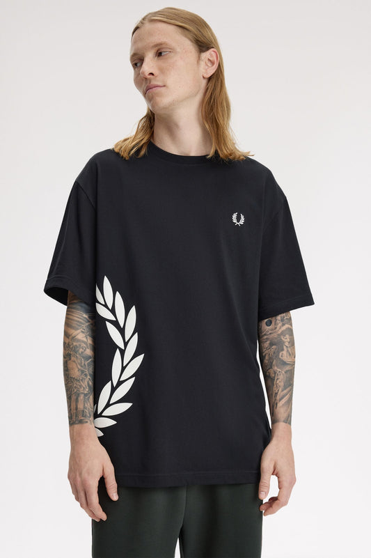 Fred Perry Textured Laurel Wreath T-Shirt Black