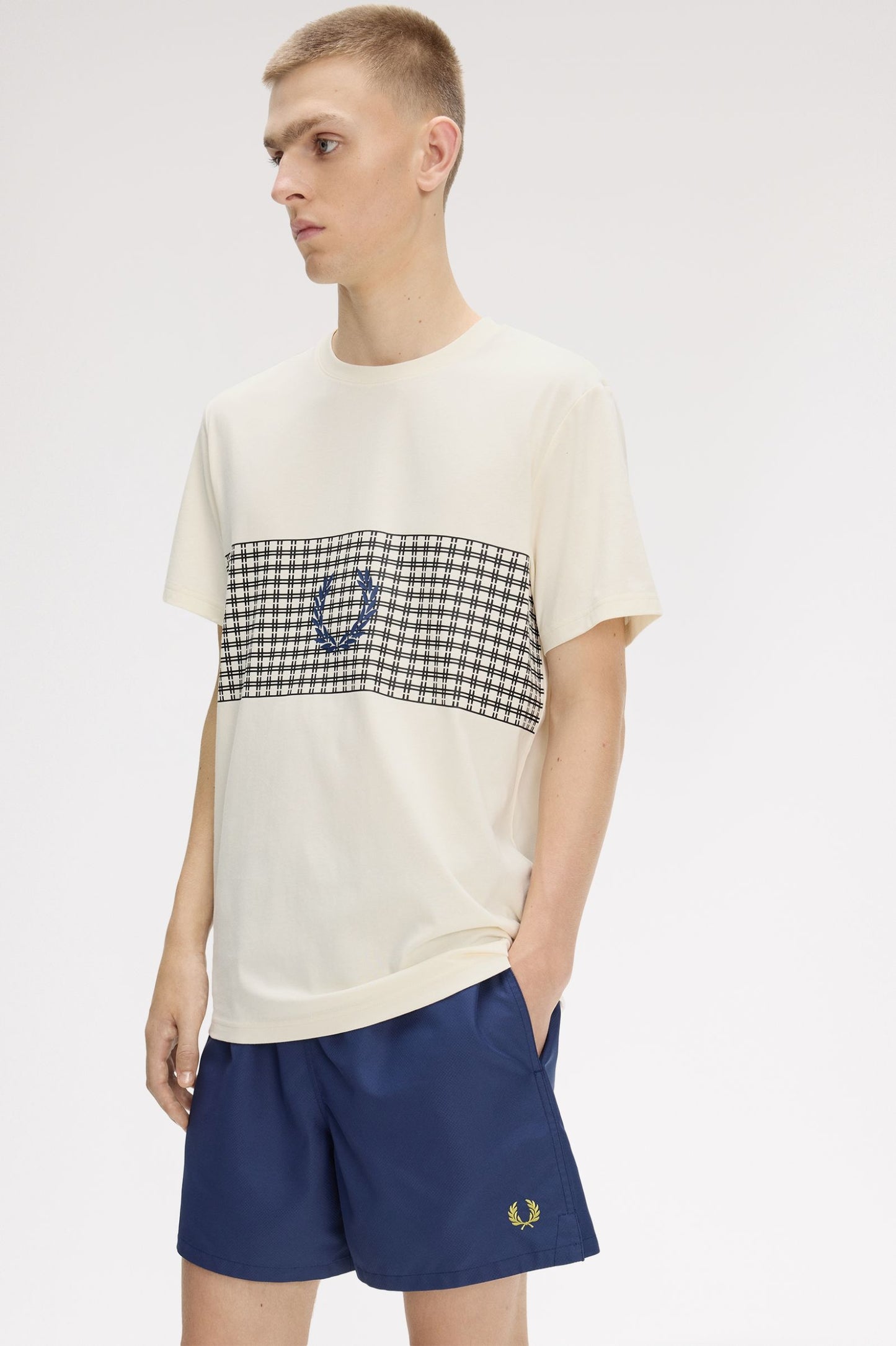 Fred Perry Tennis Net Graphic T-Shirt French Ecru