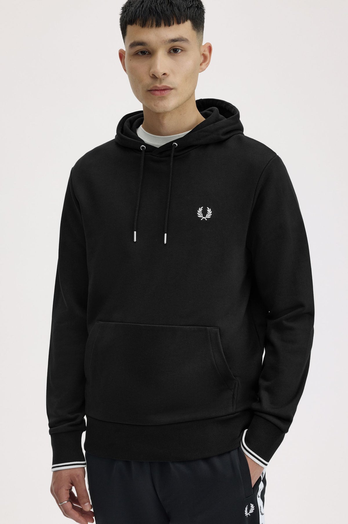 Fred Perry Tipped Hooded Sweatshirt Black