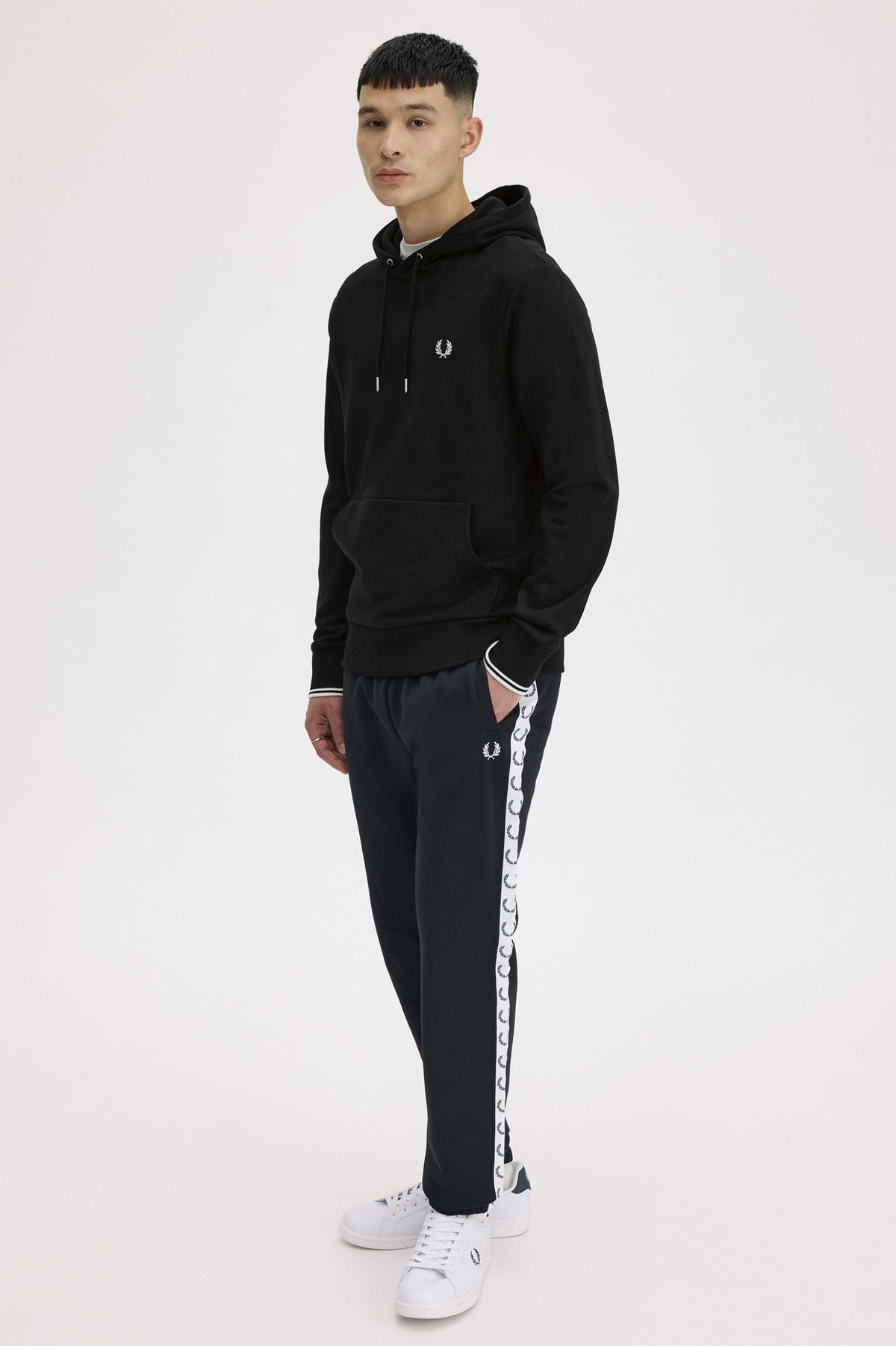 Fred Perry Tipped Hooded Sweatshirt Black