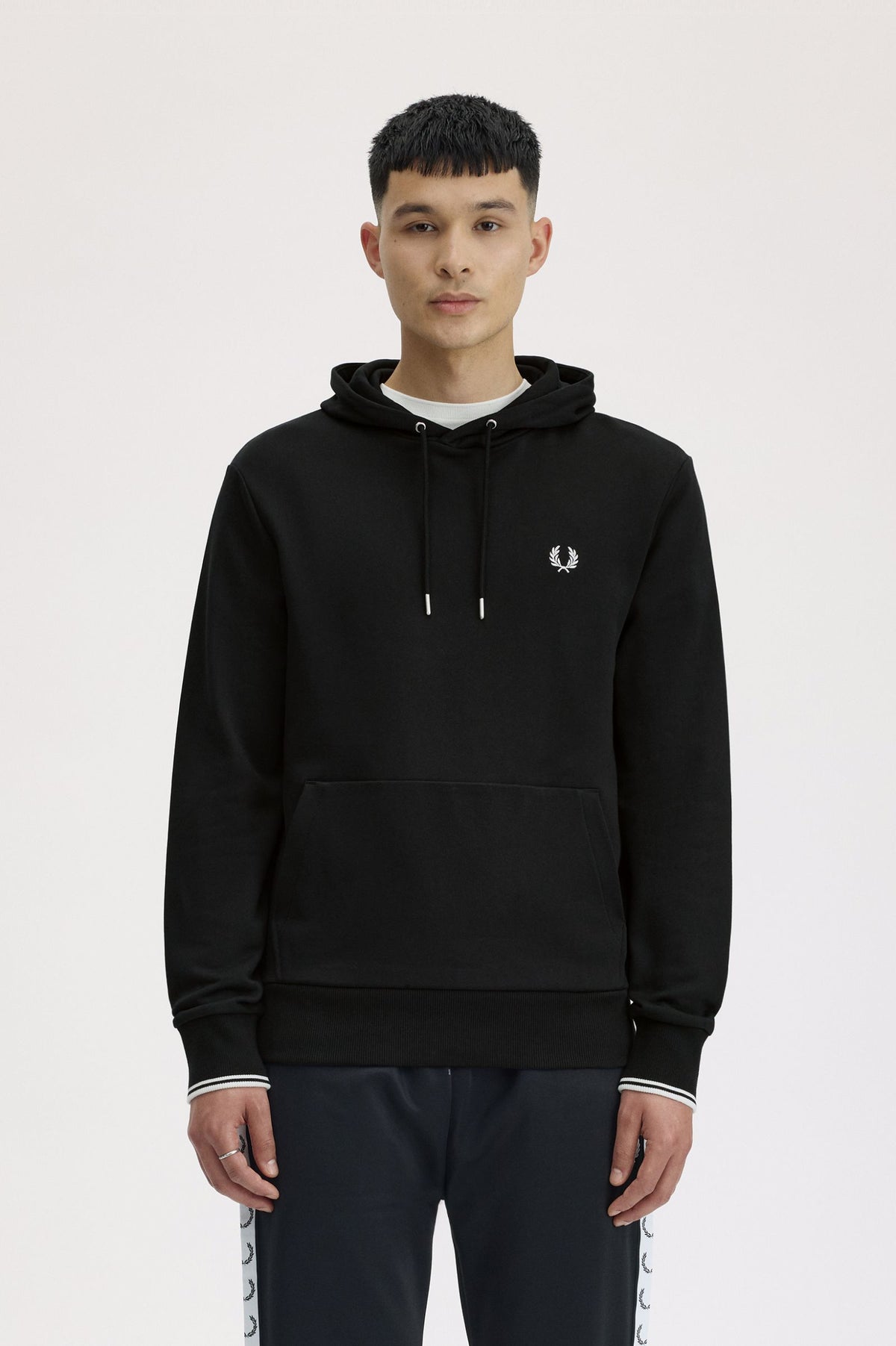 Fred Perry Tipped Hooded Sweatshirt Black