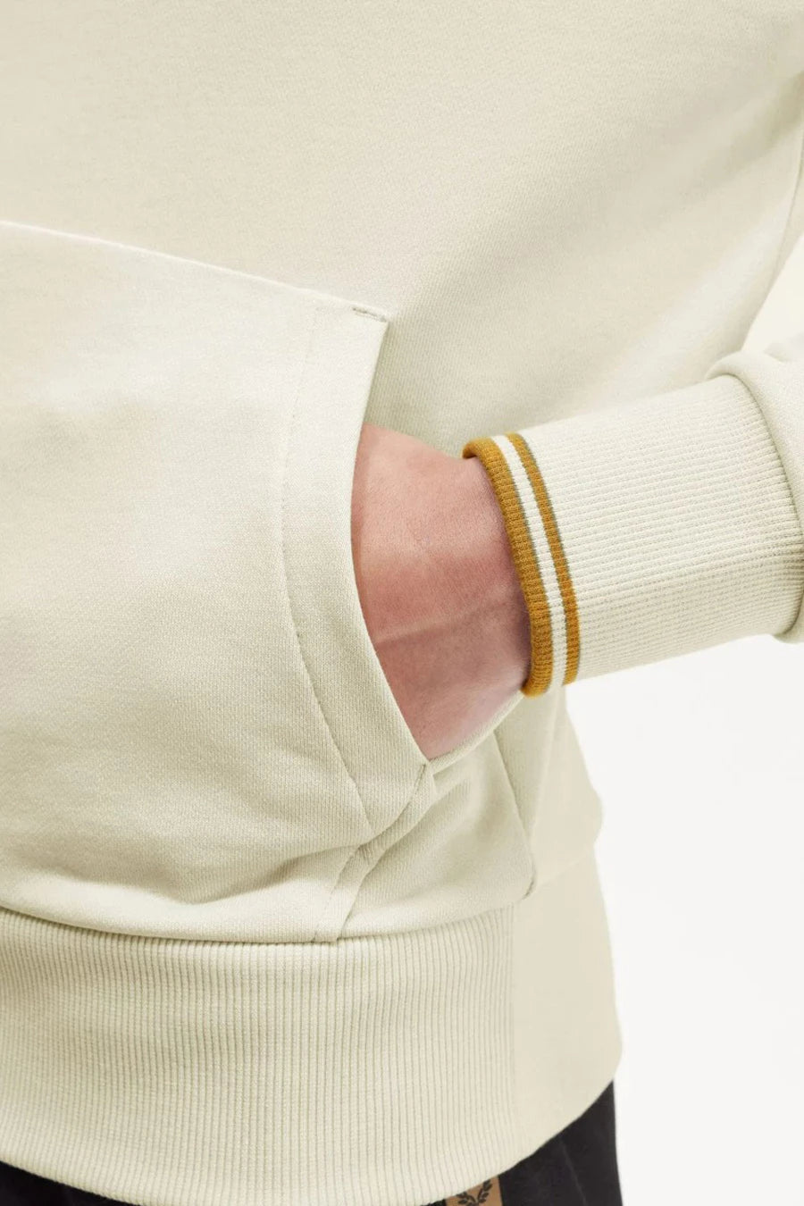 Fred Perry Tipped Hooded Sweatshirt Ecru / Whiskey / Brown