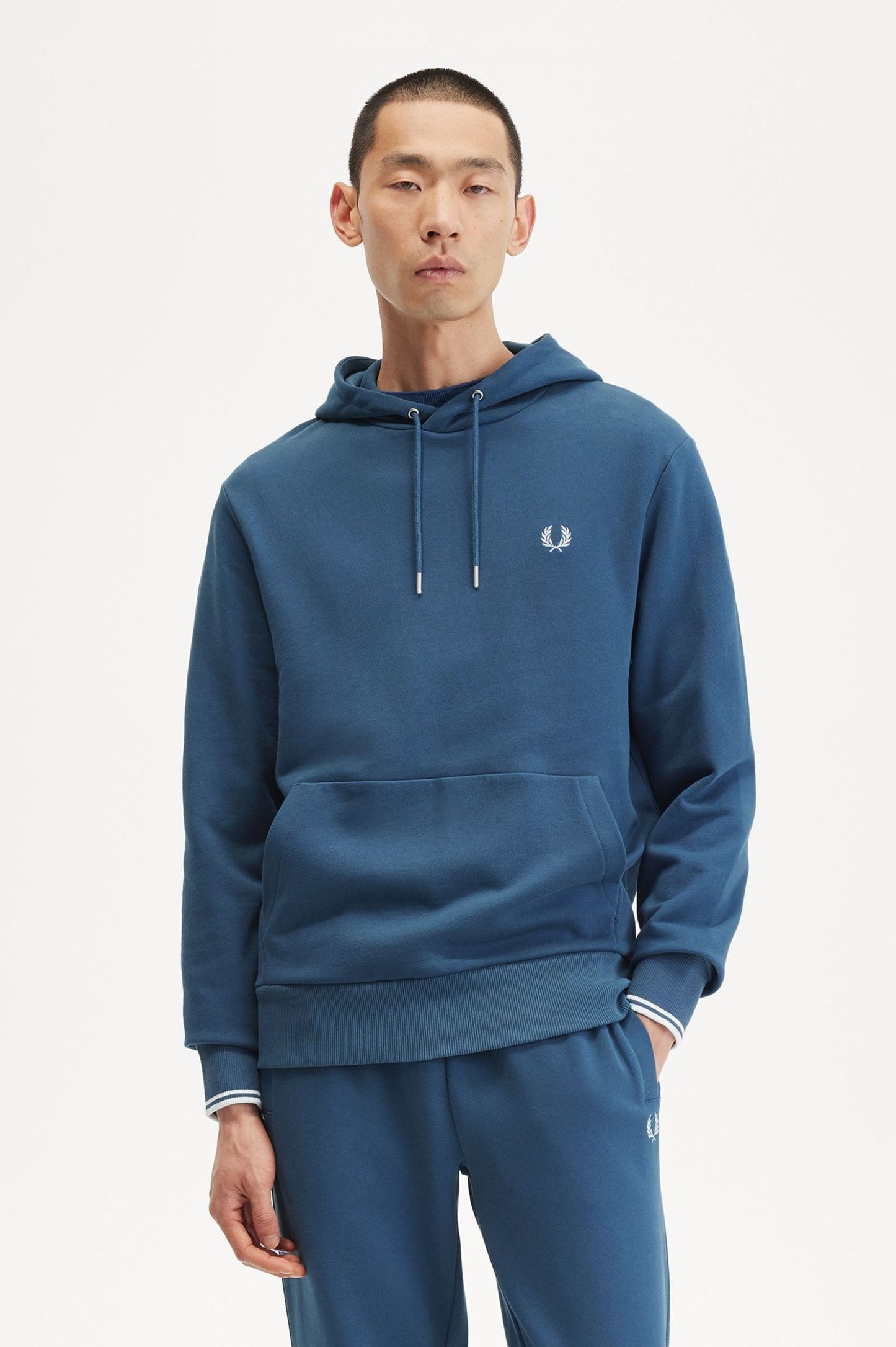 Fred PerryTipped Hooded Sweatshirt Midnight BLue / Light Ice