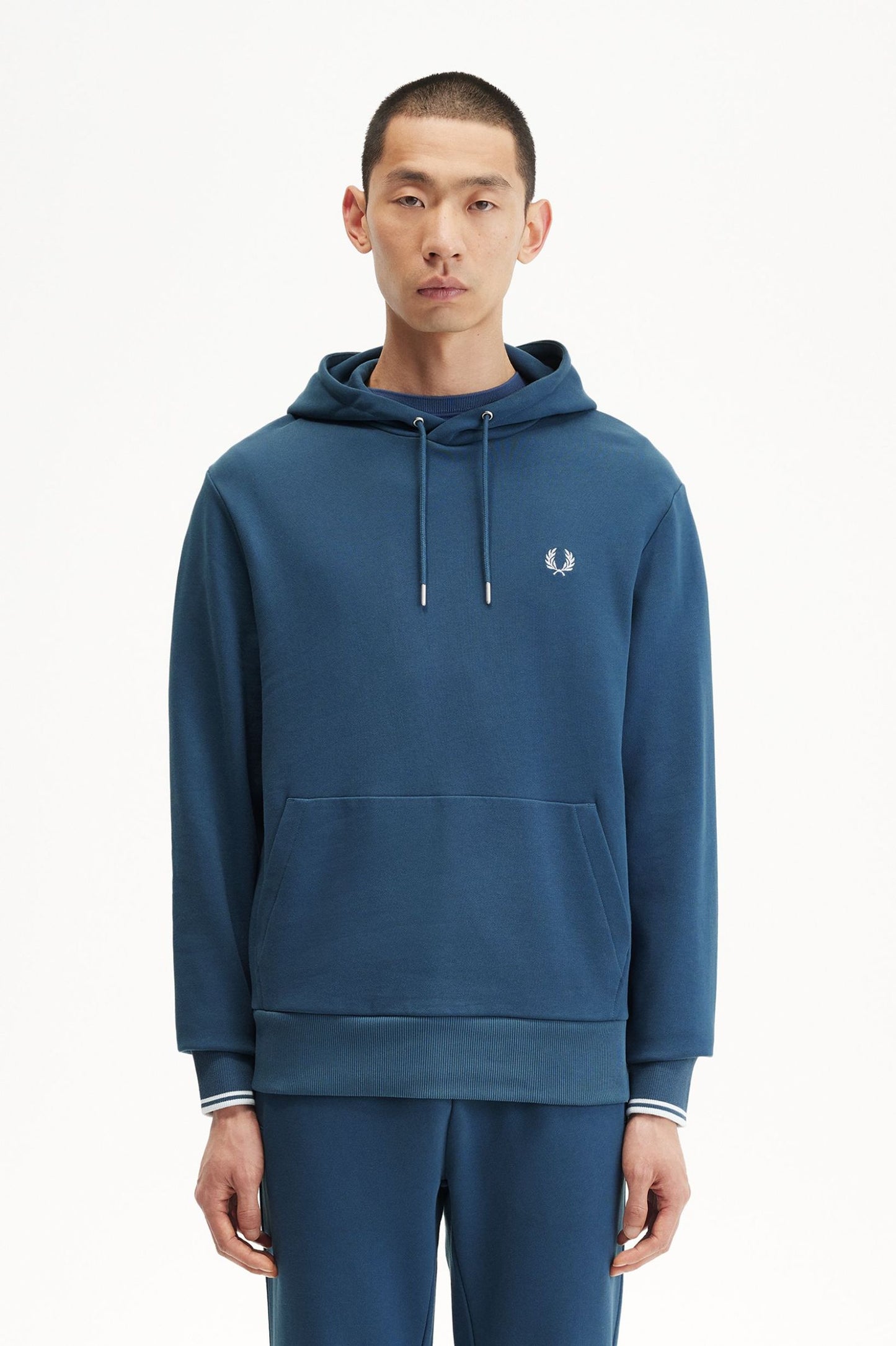 Fred PerryTipped Hooded Sweatshirt Midnight BLue / Light Ice