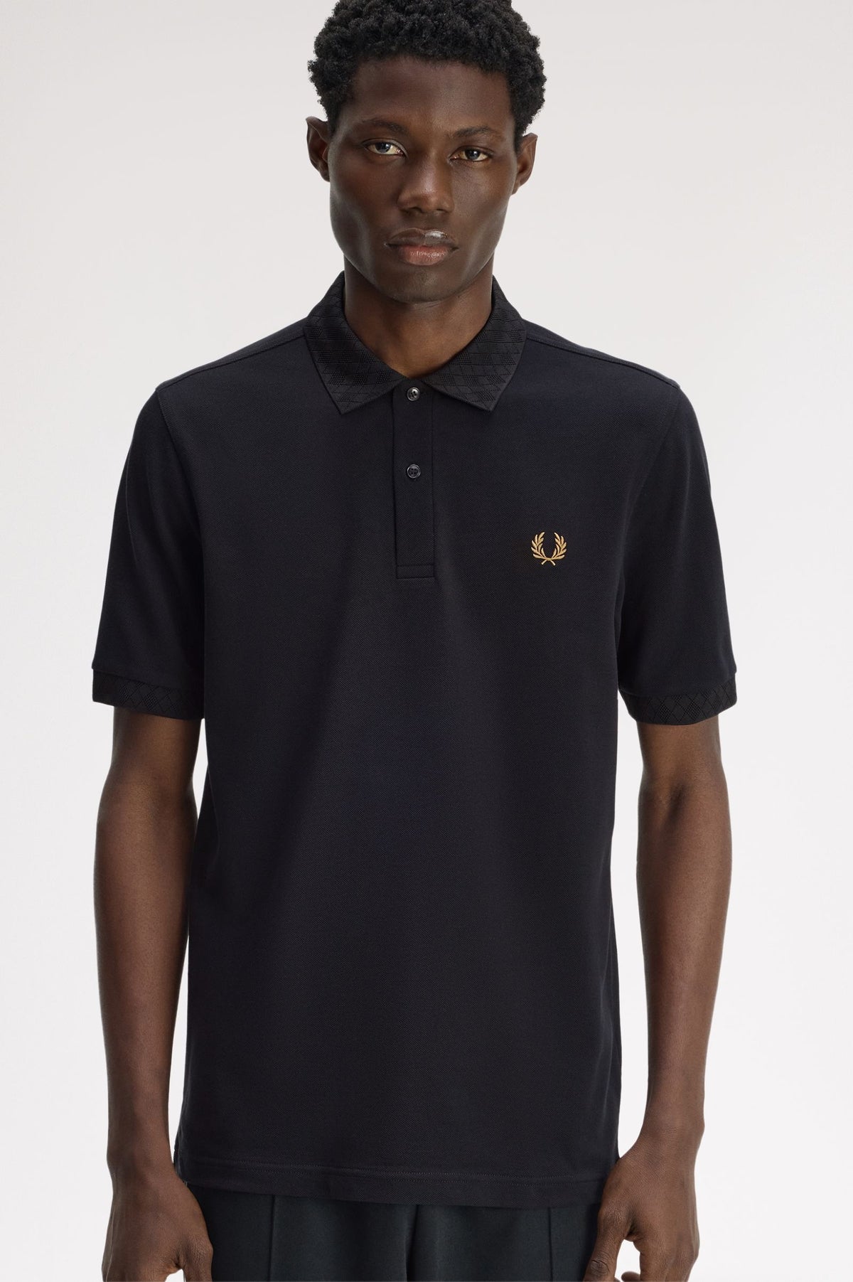 Fred Perry Jacquard Trim Polo Shirt Black