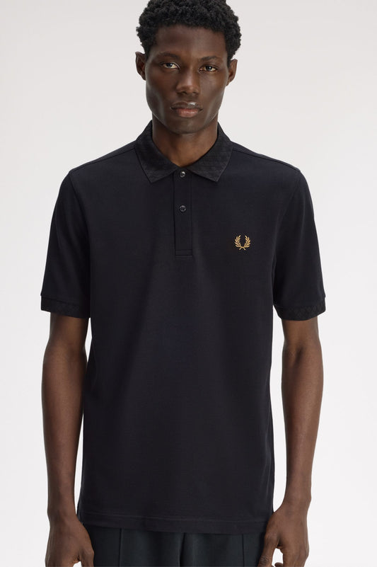 Fred Perry Jacquard Trim Polo Shirt Black