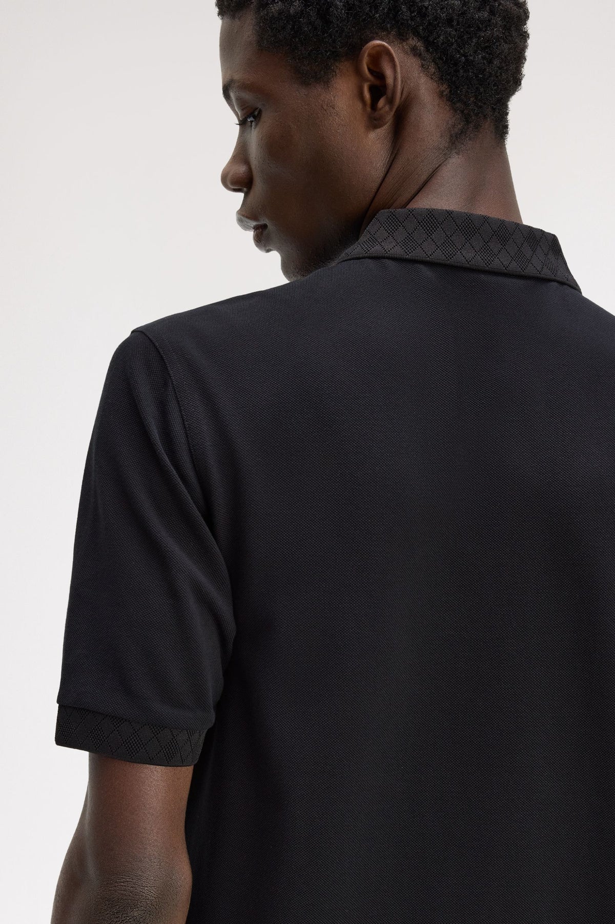 Fred Perry Jacquard Trim Polo Shirt Black