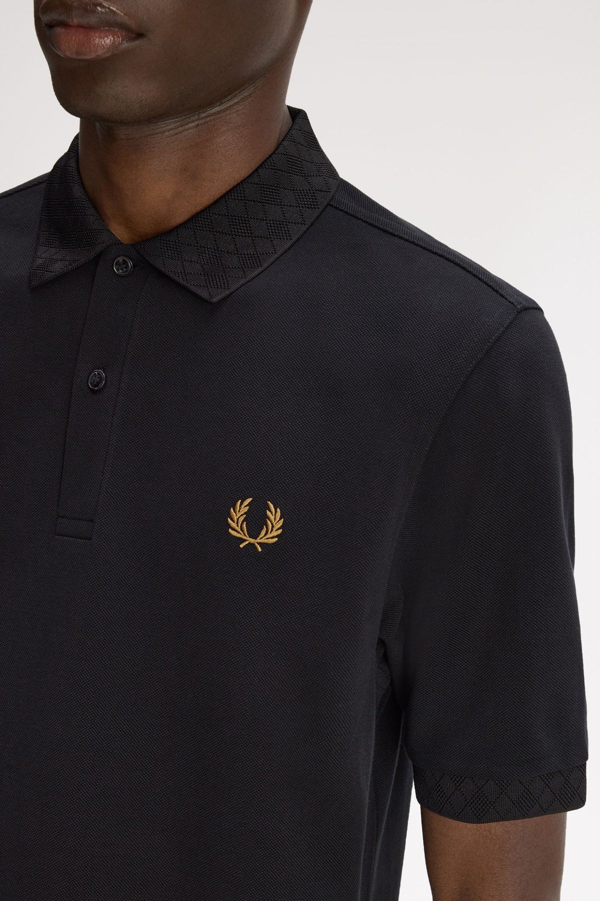Fred Perry Jacquard Trim Polo Shirt Black