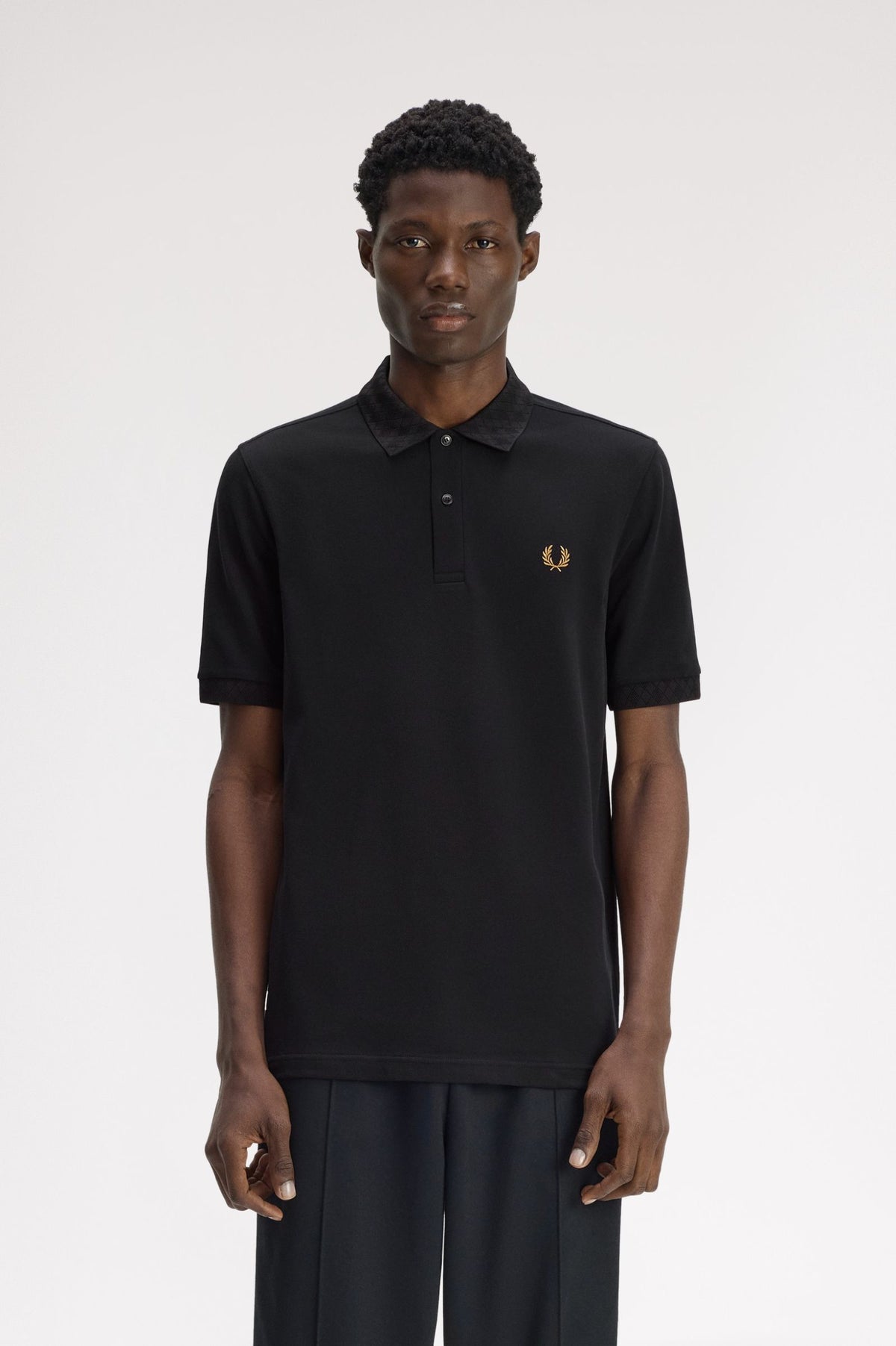 Fred Perry Jacquard Trim Polo Shirt Black
