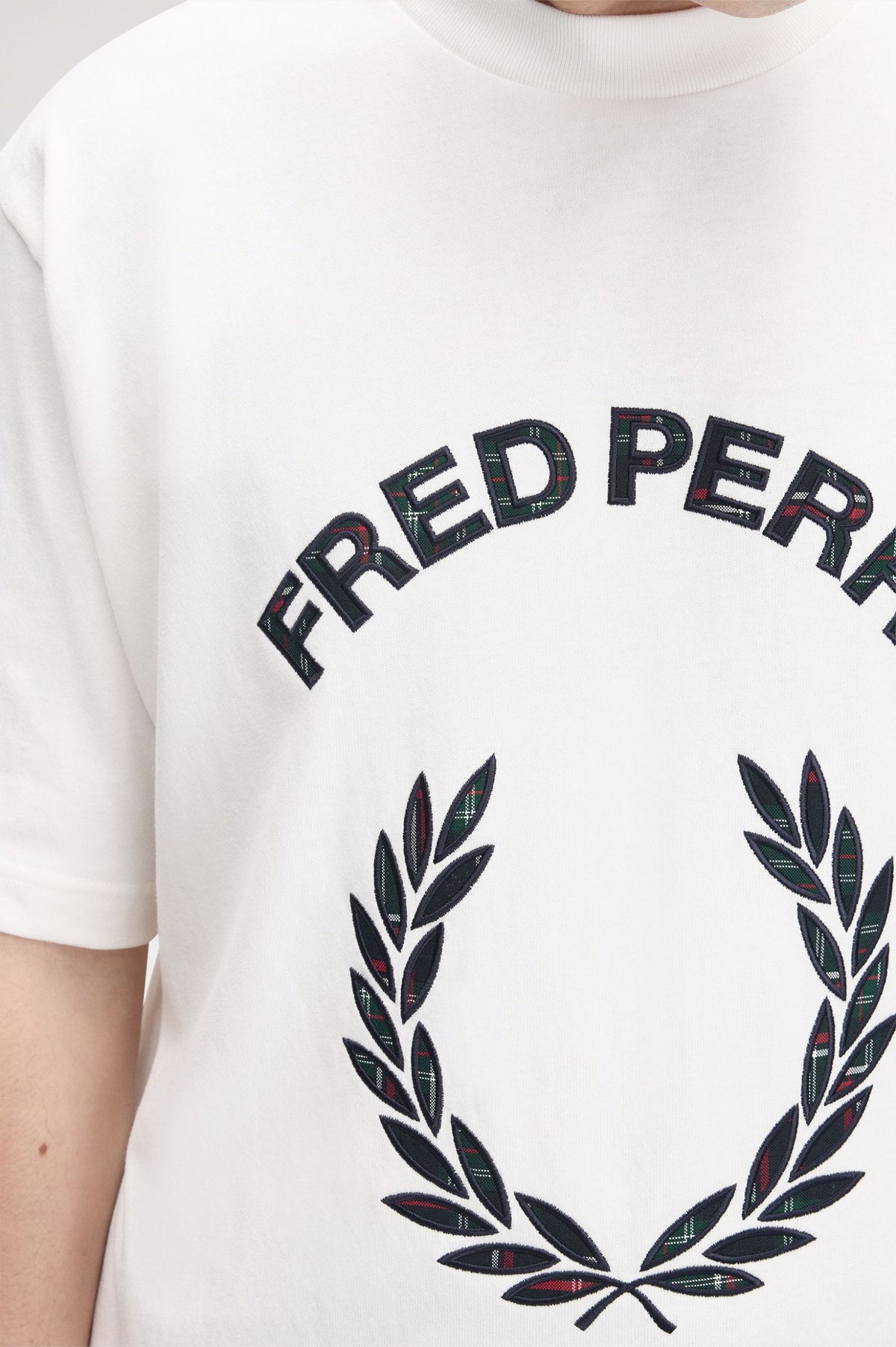 Fred Perry Tartan Appliqué T-Shirt Snow White