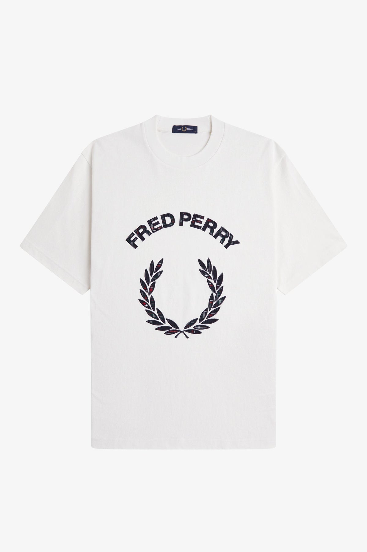 Fred Perry Tartan Appliqué T-Shirt Snow White