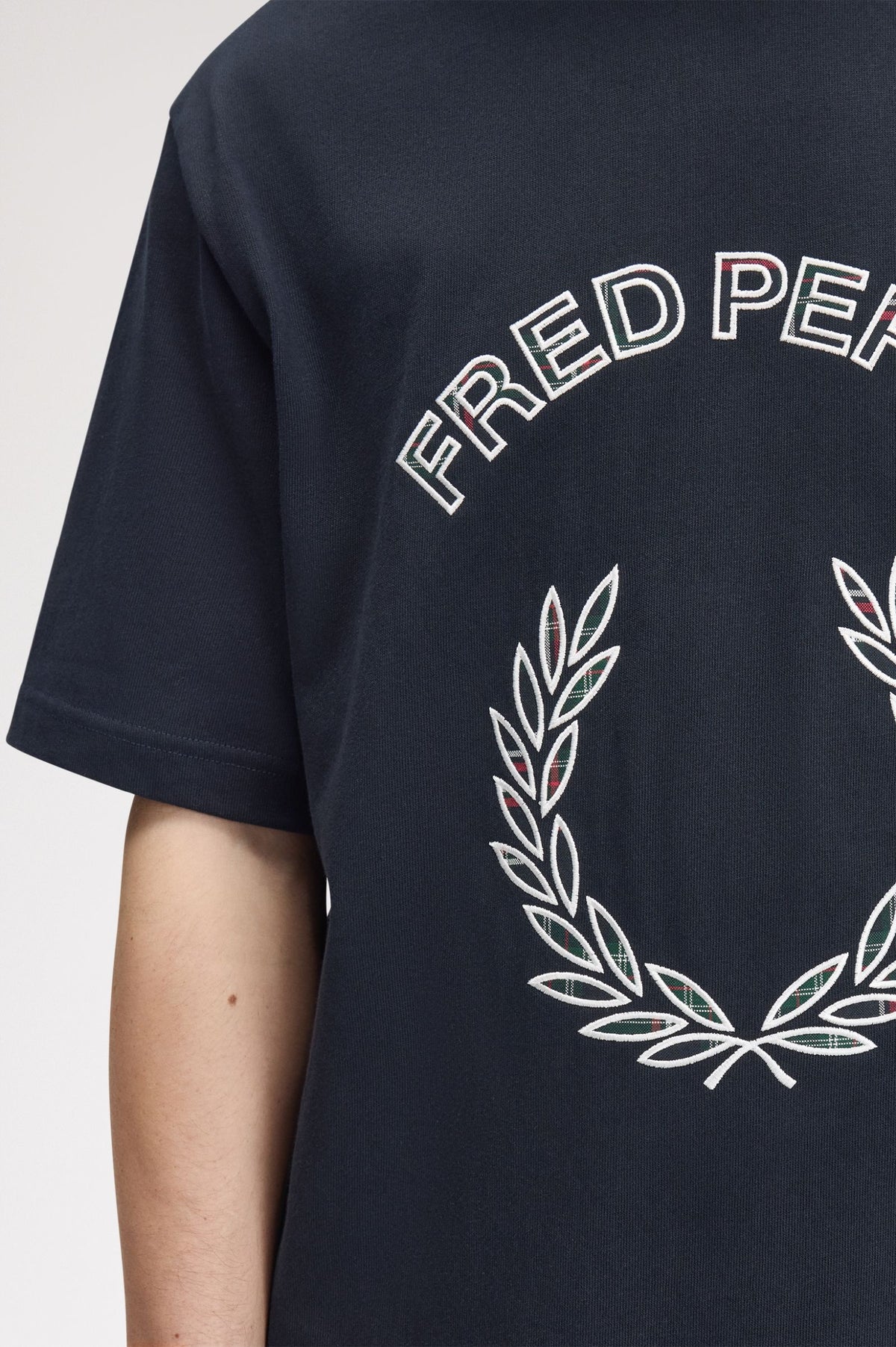 Fred Perry Tartan Appliqué T-Shirt Navy