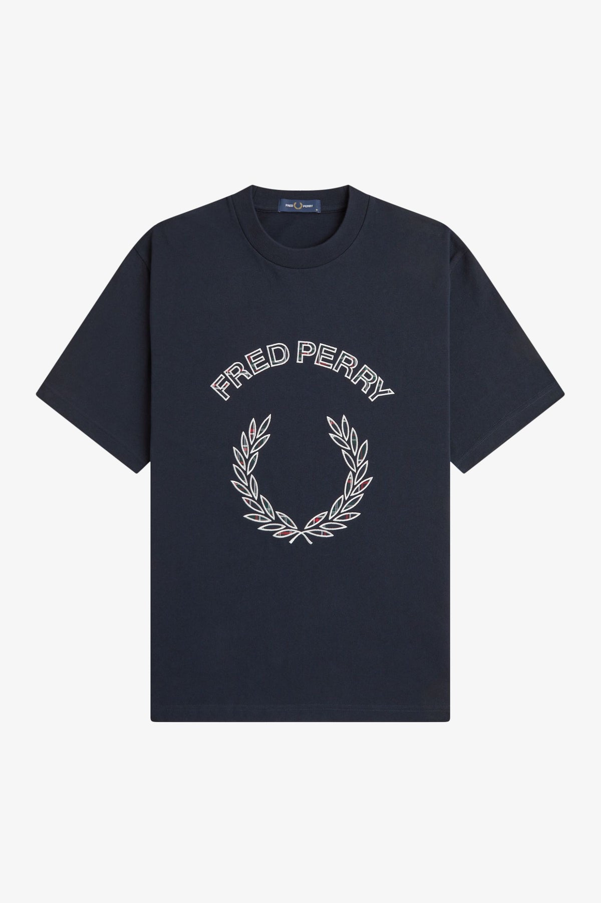 Fred Perry Tartan Appliqué T-Shirt Navy