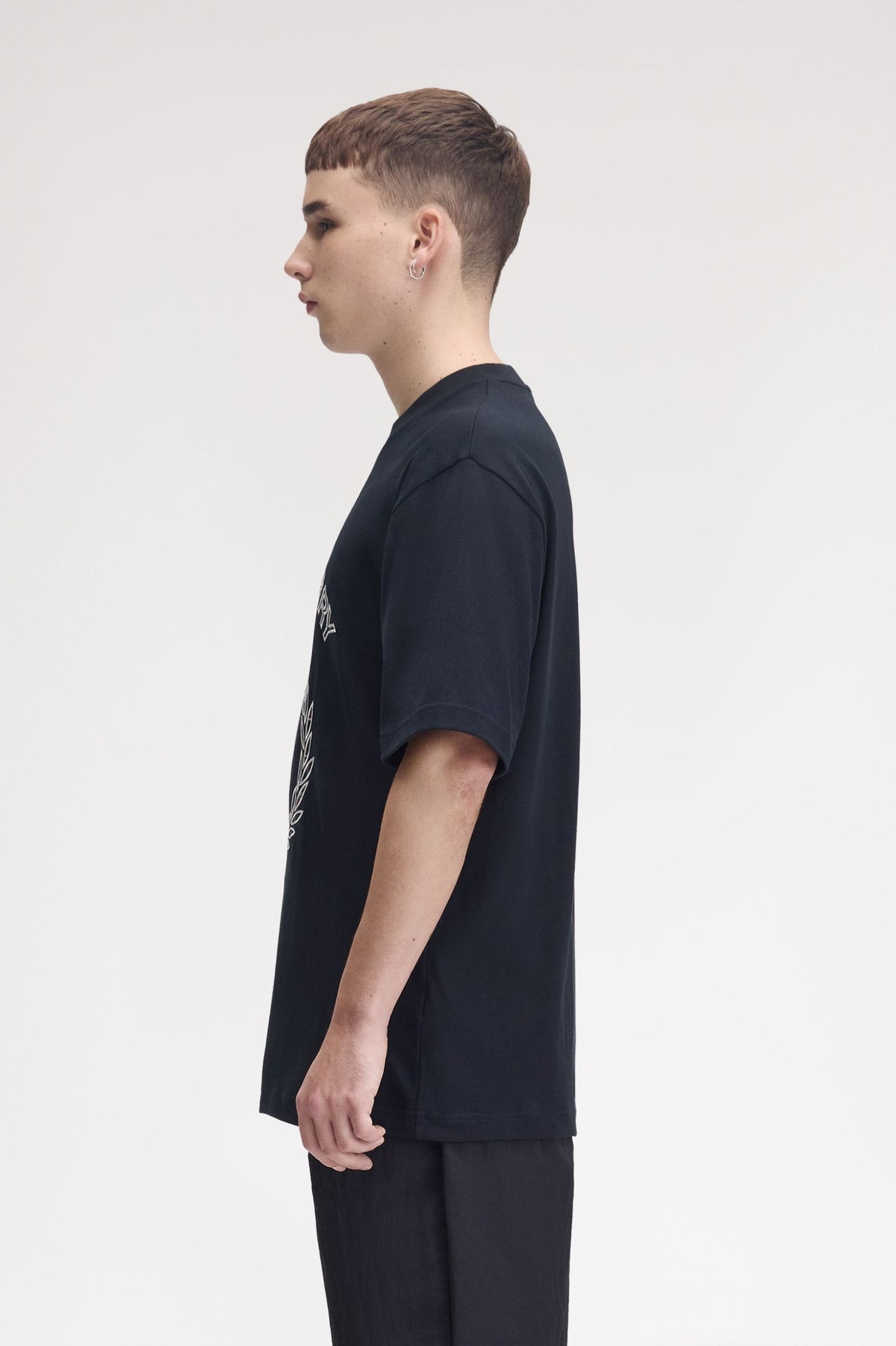 Fred Perry Tartan Appliqué T-Shirt Navy