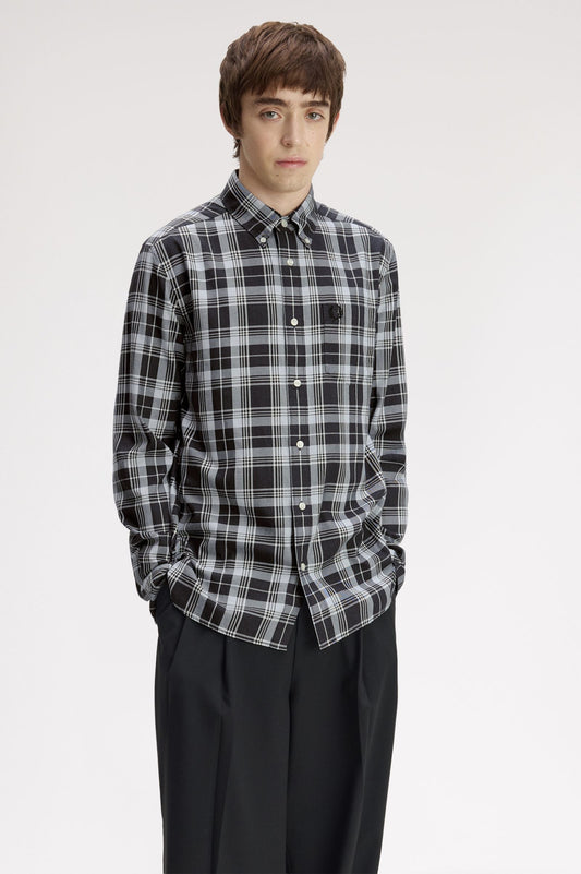 Fred Perry Brushed Tartan Shirt Charcoal Marl