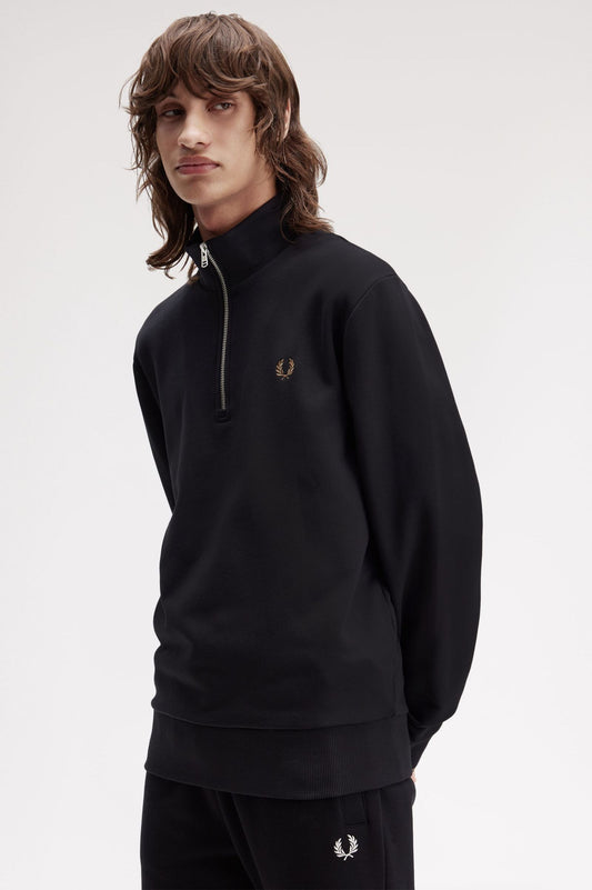 Fred Perry Half Zip Sweatshirt Black / Shadestone