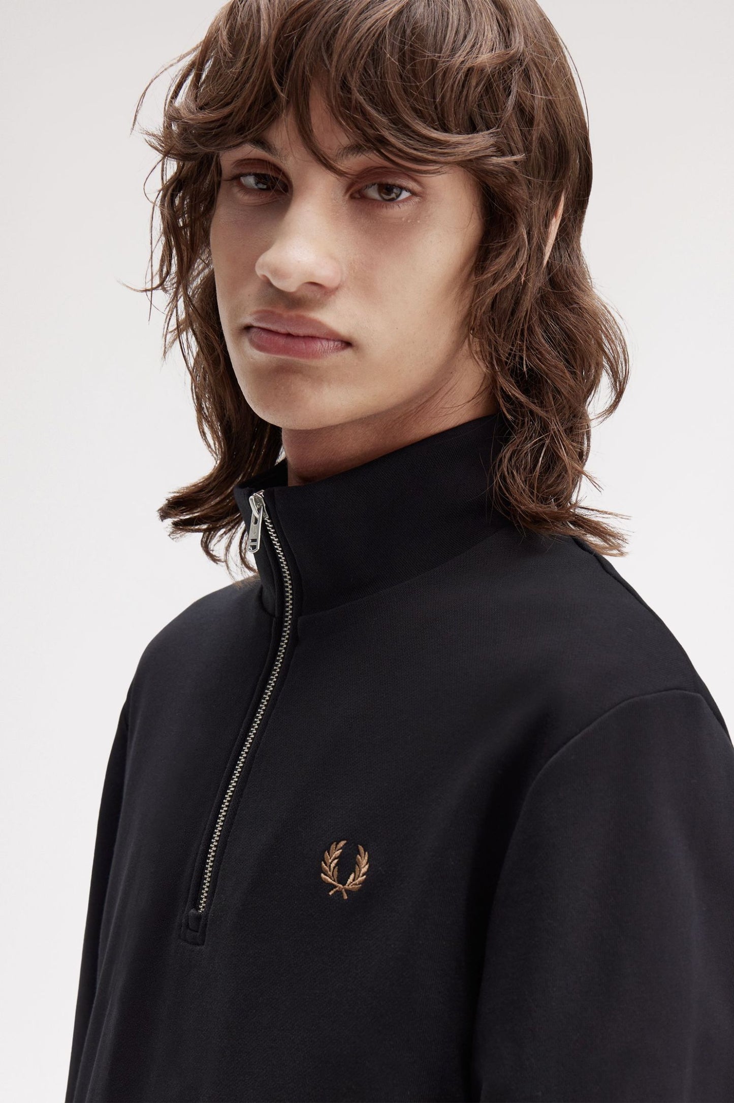Fred Perry Half Zip Sweatshirt Black / Shadestone
