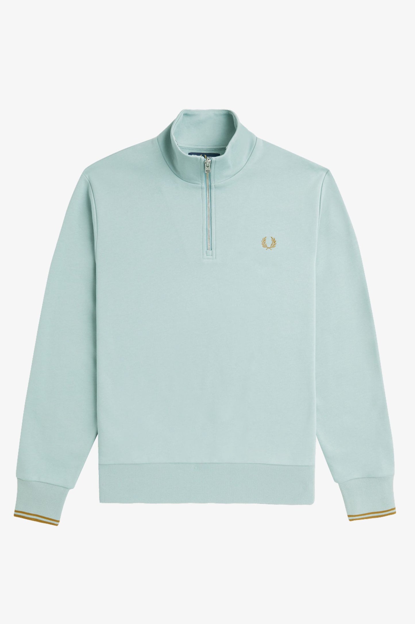 Fred Perry Half Zip Sweatshirt Silver Blue / Dark Caramel