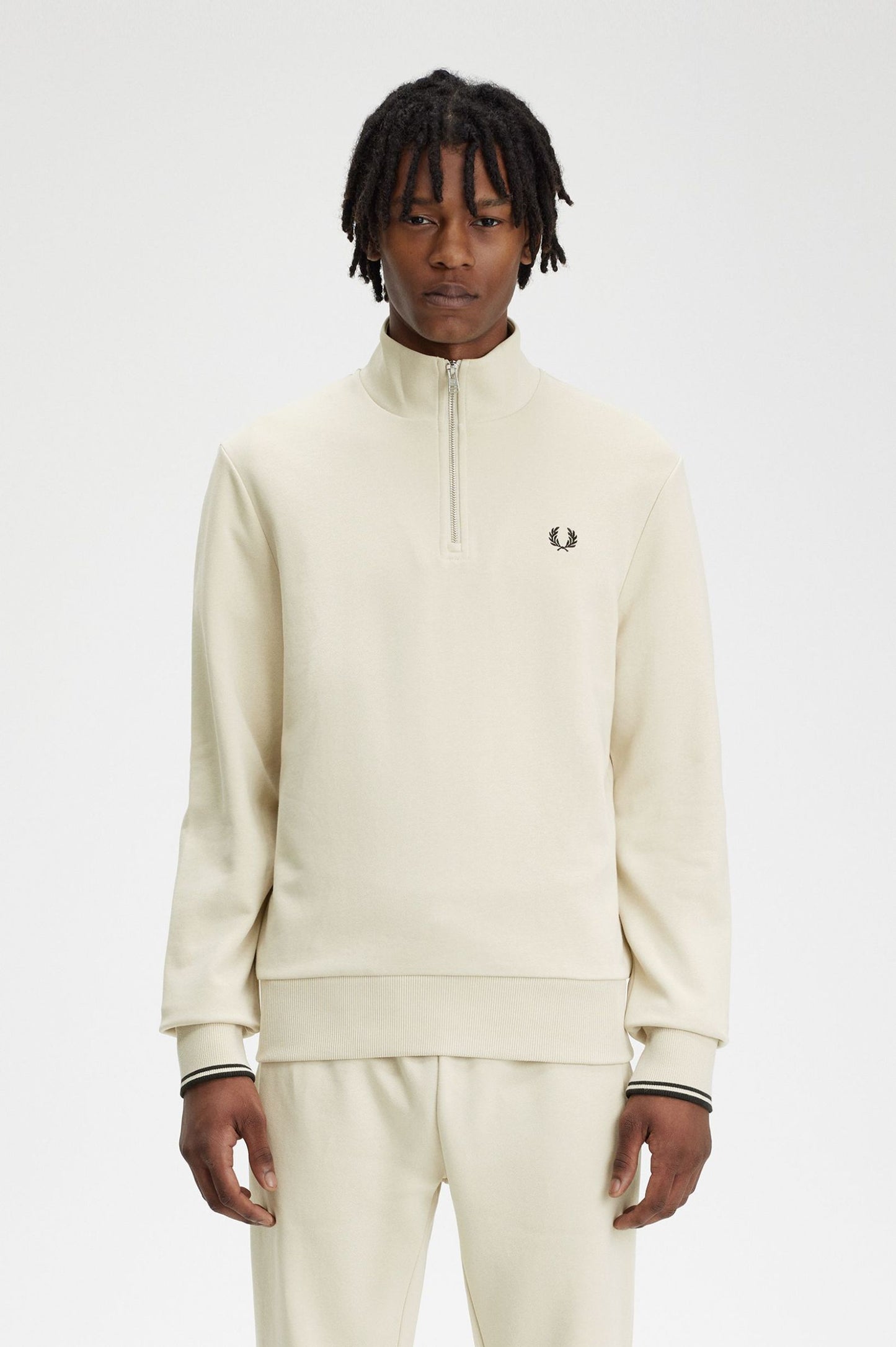 Fred Perry Half Zip Sweatshirt Oatmeal / Black