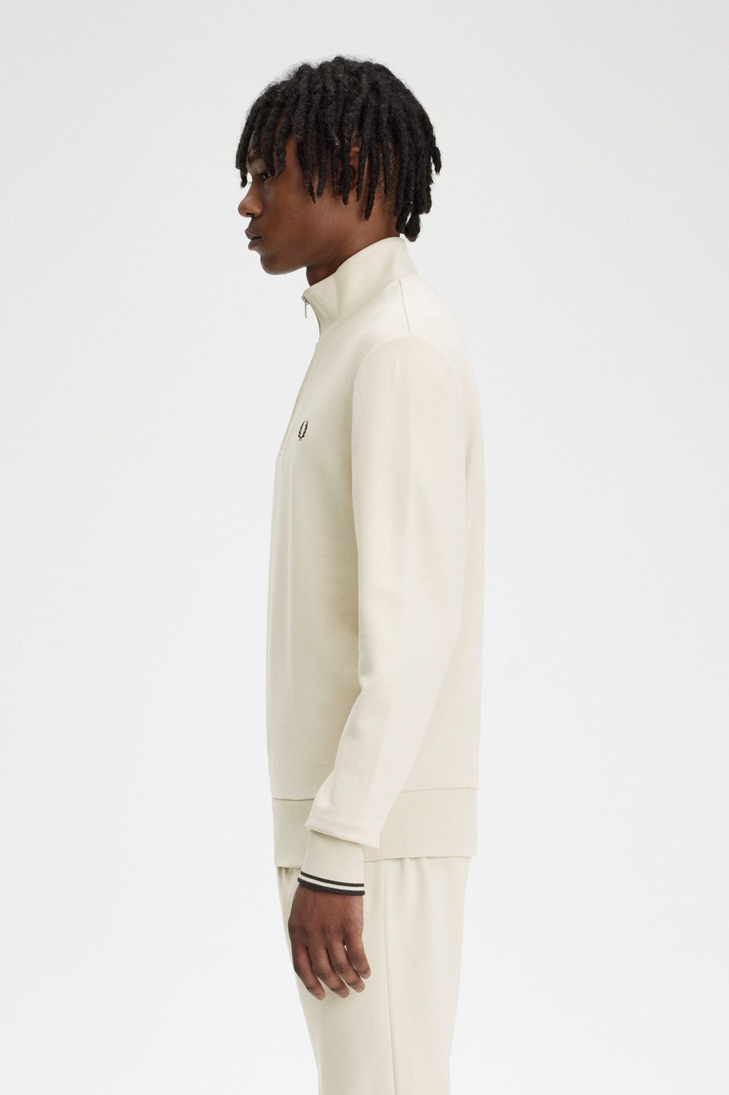 Fred Perry Half Zip Sweatshirt Oatmeal / Black