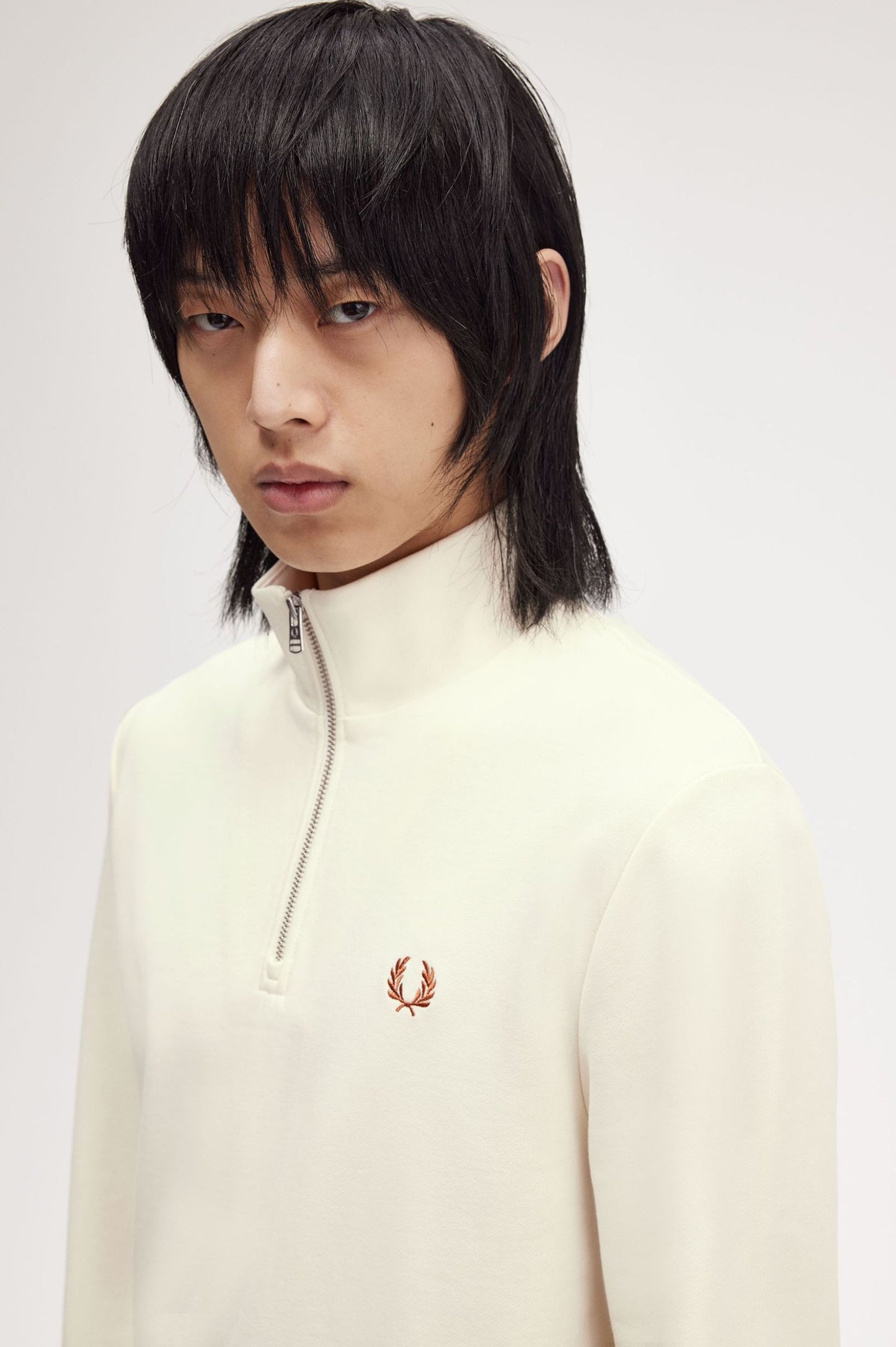 Fred Perry Half Zip Sweatshirt Ecru