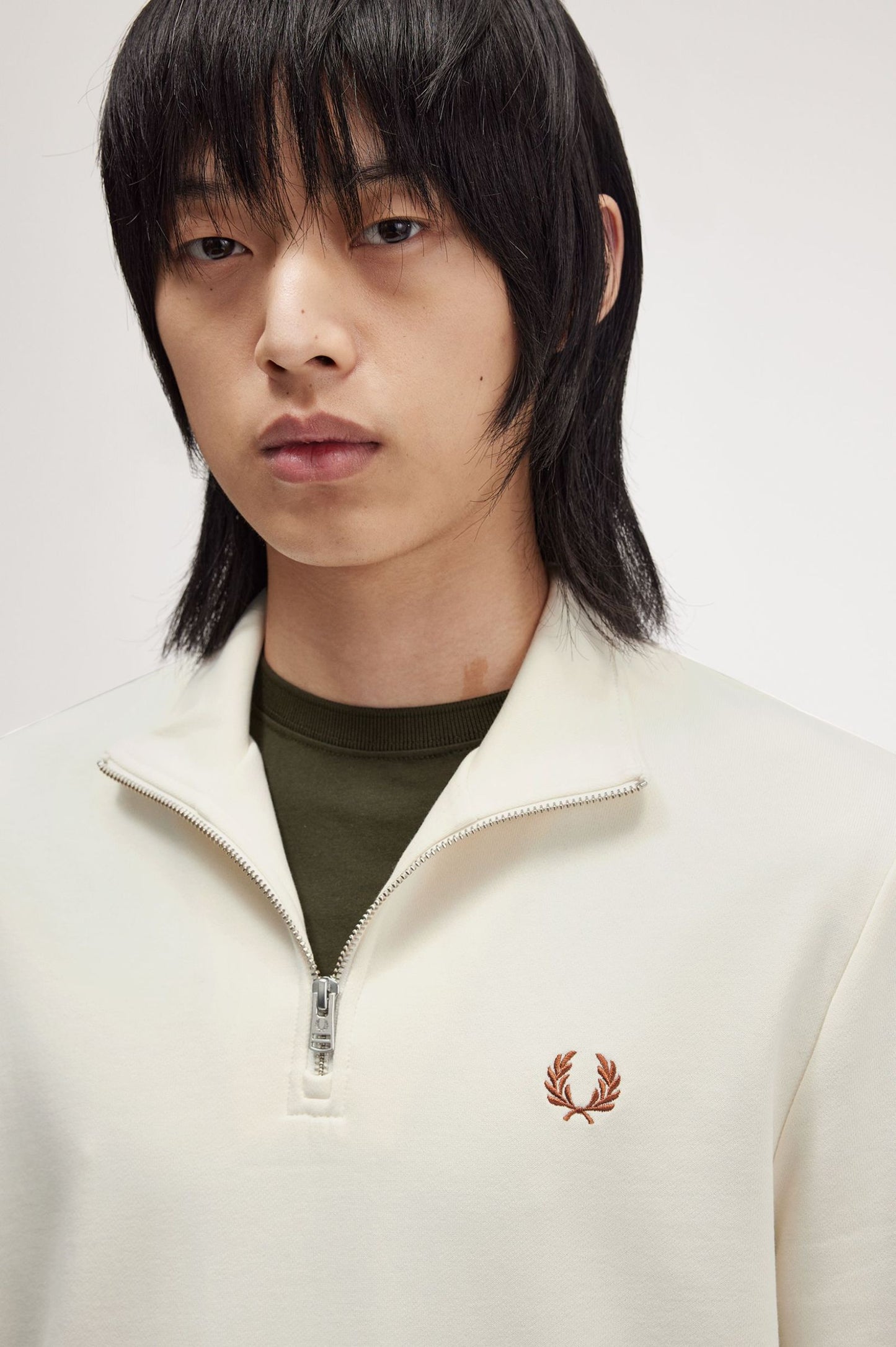 Fred Perry Half Zip Sweatshirt Ecru