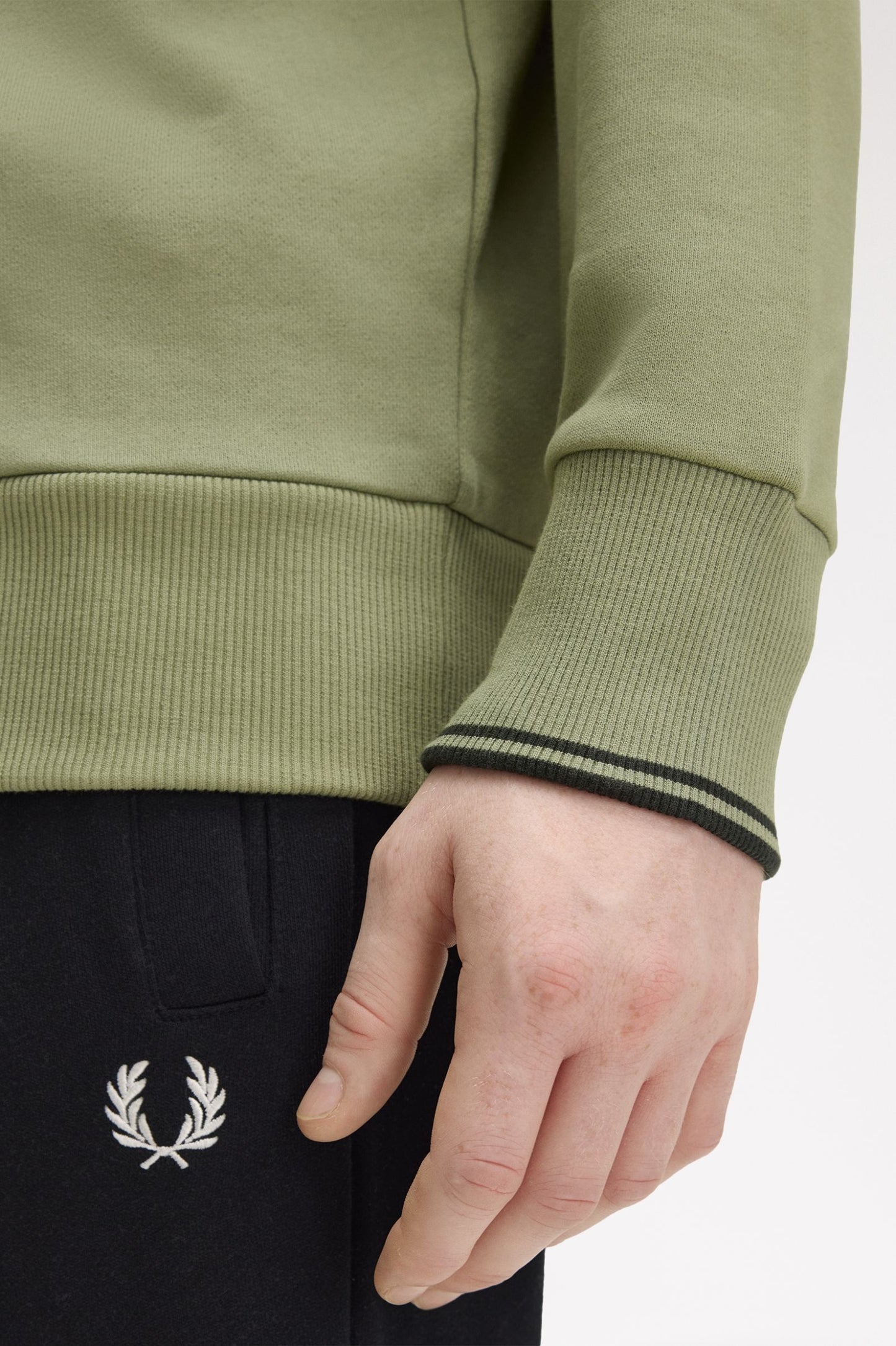 Fred Perry Half Zip Sweatshirt Olive Mint