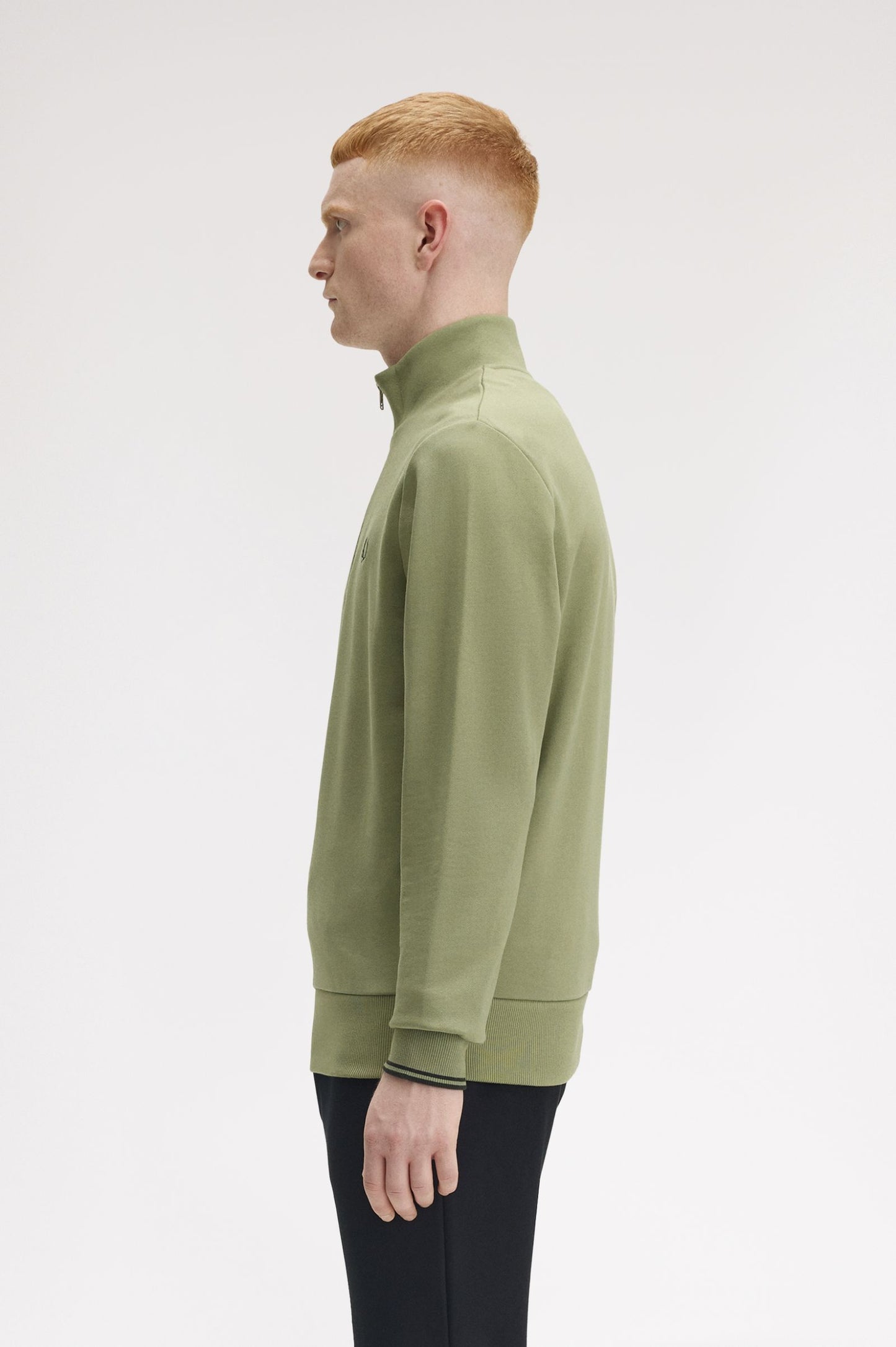 Fred Perry Half Zip Sweatshirt Olive Mint