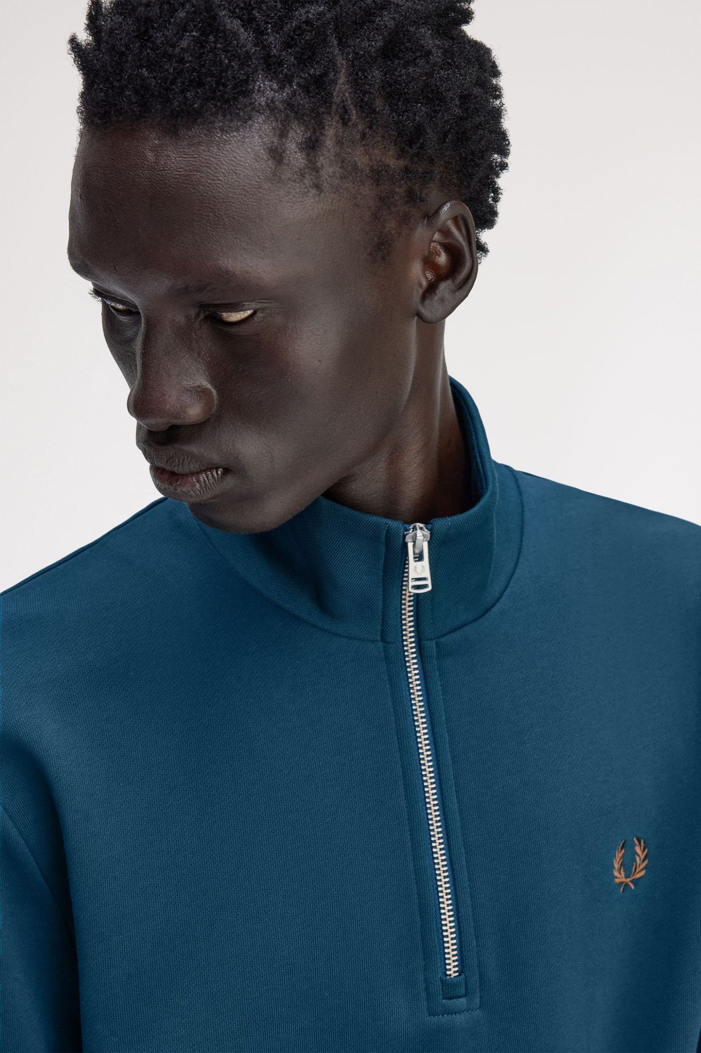 Fred Perry Half Zip Sweatshirt Dark Petrol / Shadestone