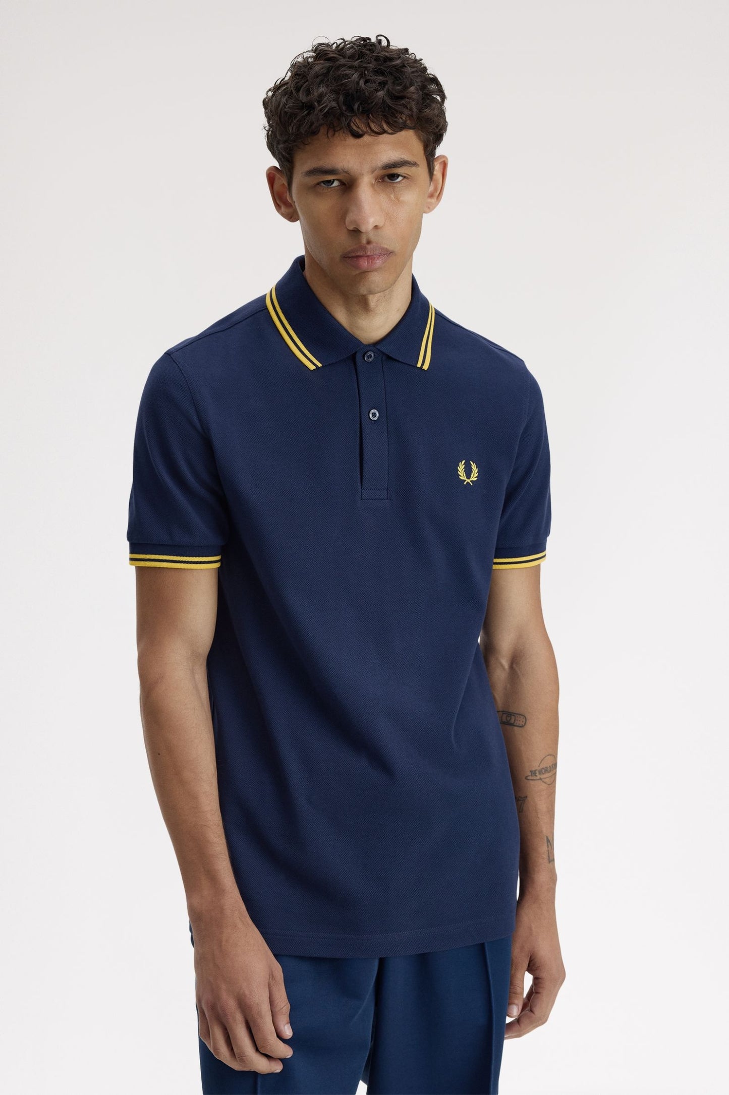 Fred Perry Polo M3600 Tennis Blue / Lemon Barley / Lemon Barley