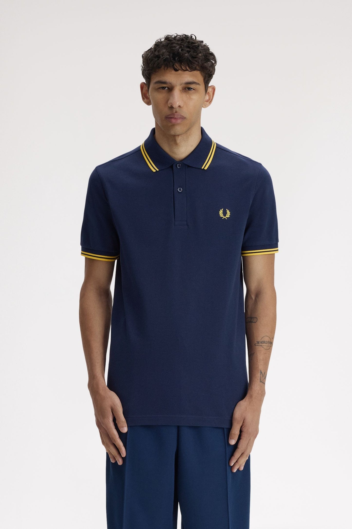 Fred Perry Polo M3600 Tennis Blue / Lemon Barley / Lemon Barley