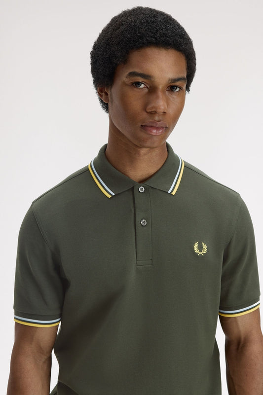 Fred Perry Polo M3600 Hunting Green / Light Ice / Lemon Barley