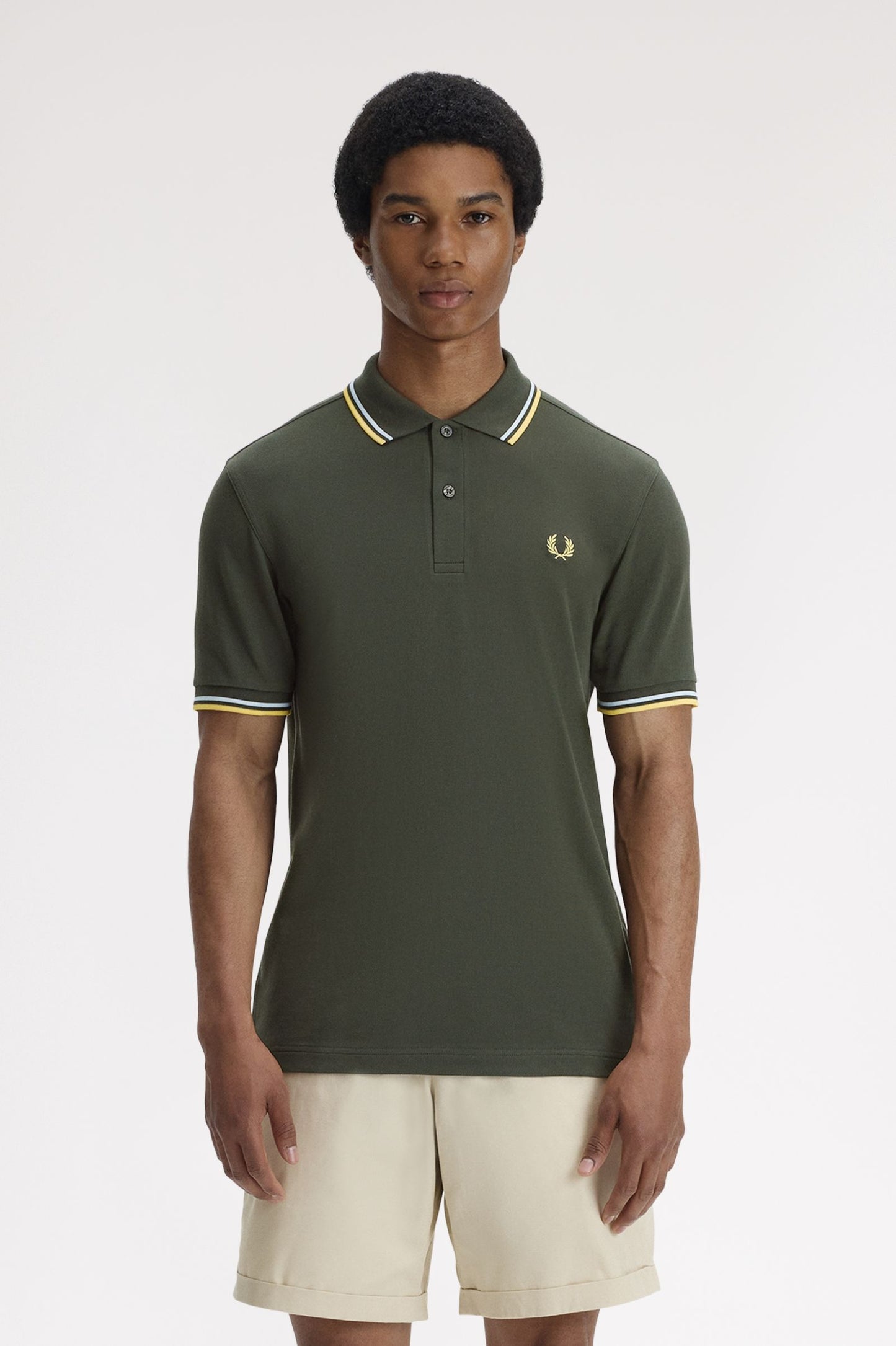 Fred Perry Polo M3600 Hunting Green / Light Ice / Lemon Barley