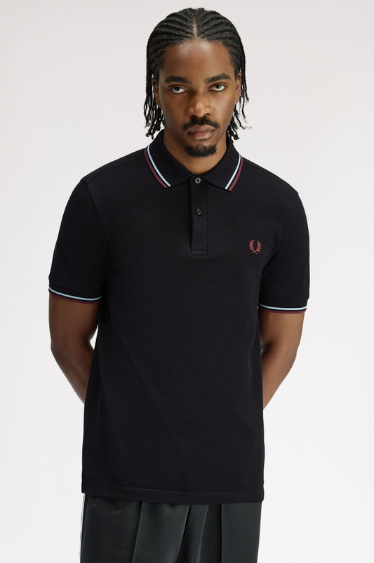 Fred Perry Polo M3600 Black / Ball Boy Blue / Oxblood
