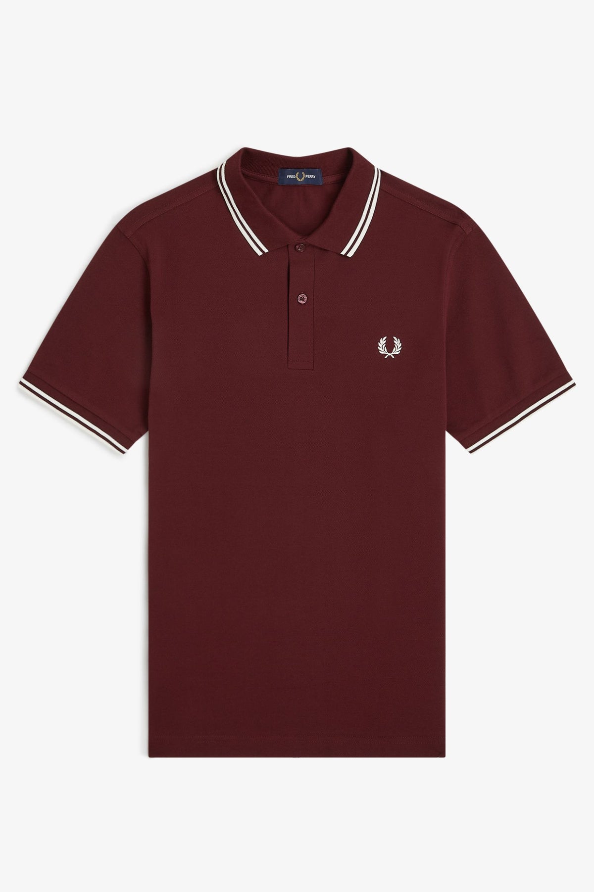 Fred Perry Polo M3600 Oxblood / Ecru / Ecru (Also size  XXXL)