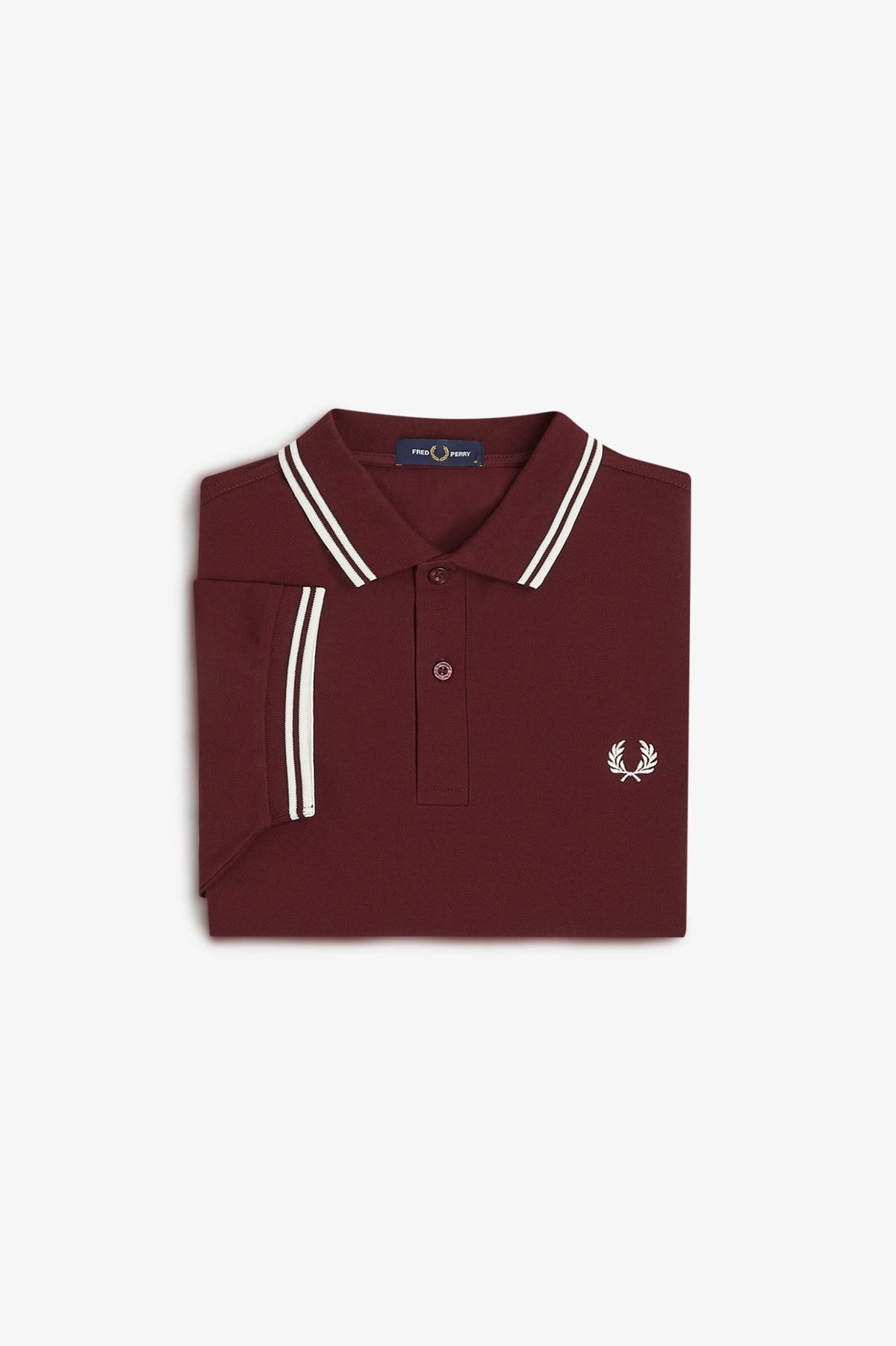 Fred Perry Polo M3600 Oxblood / Ecru / Ecru (Also size  XXXL)